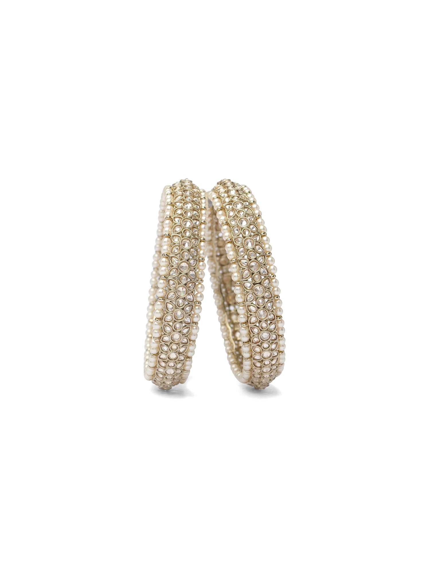 Amrita Pearl Kada Bangles in Champagne