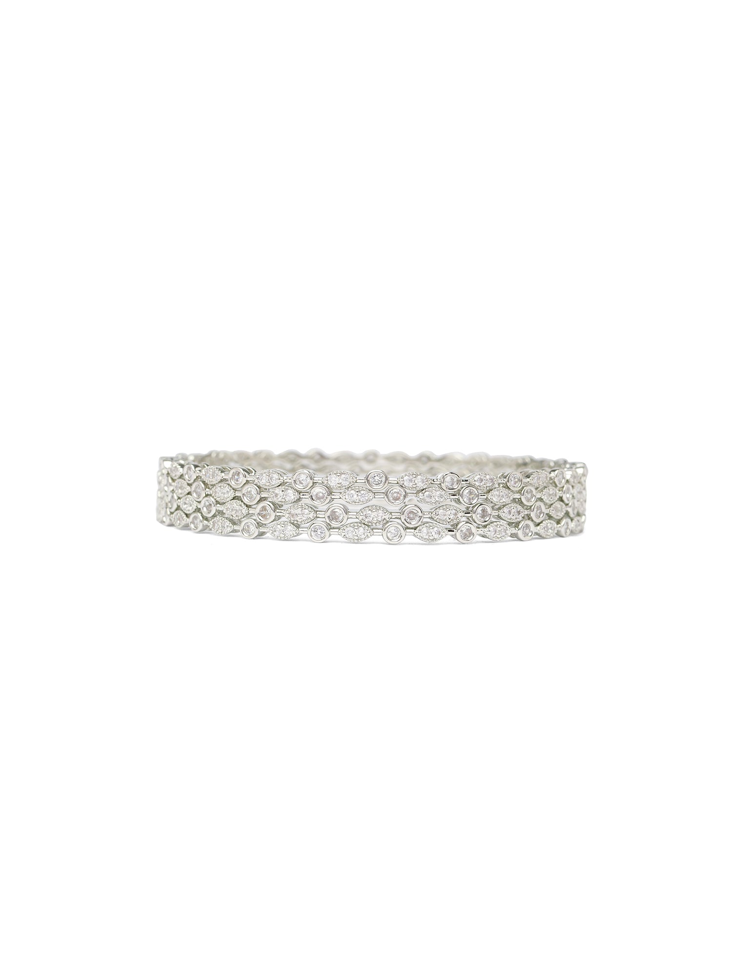 Anara Cubic Zirconia Bangles in Rhodium