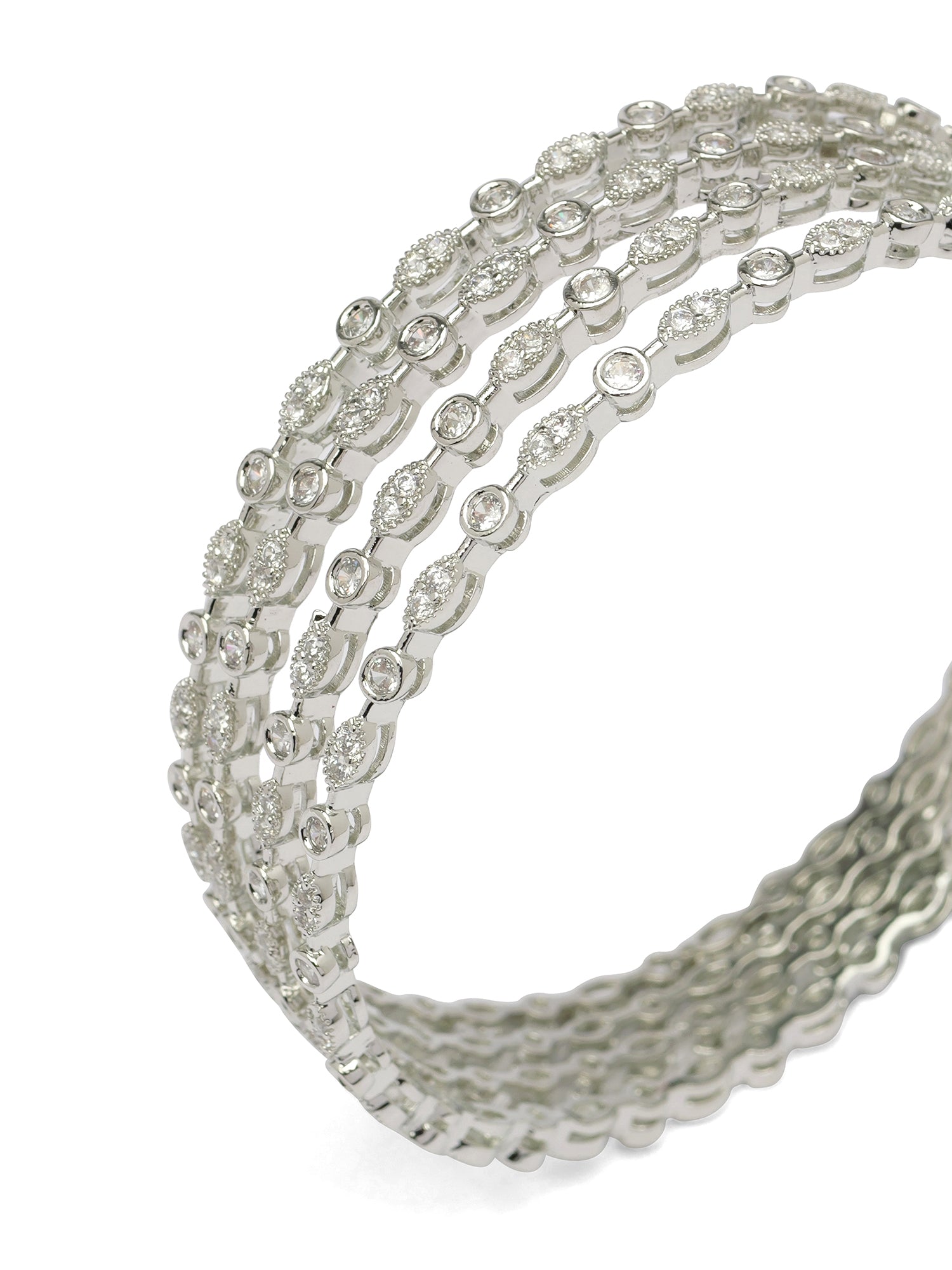 Anara Cubic Zirconia Bangles in Rhodium