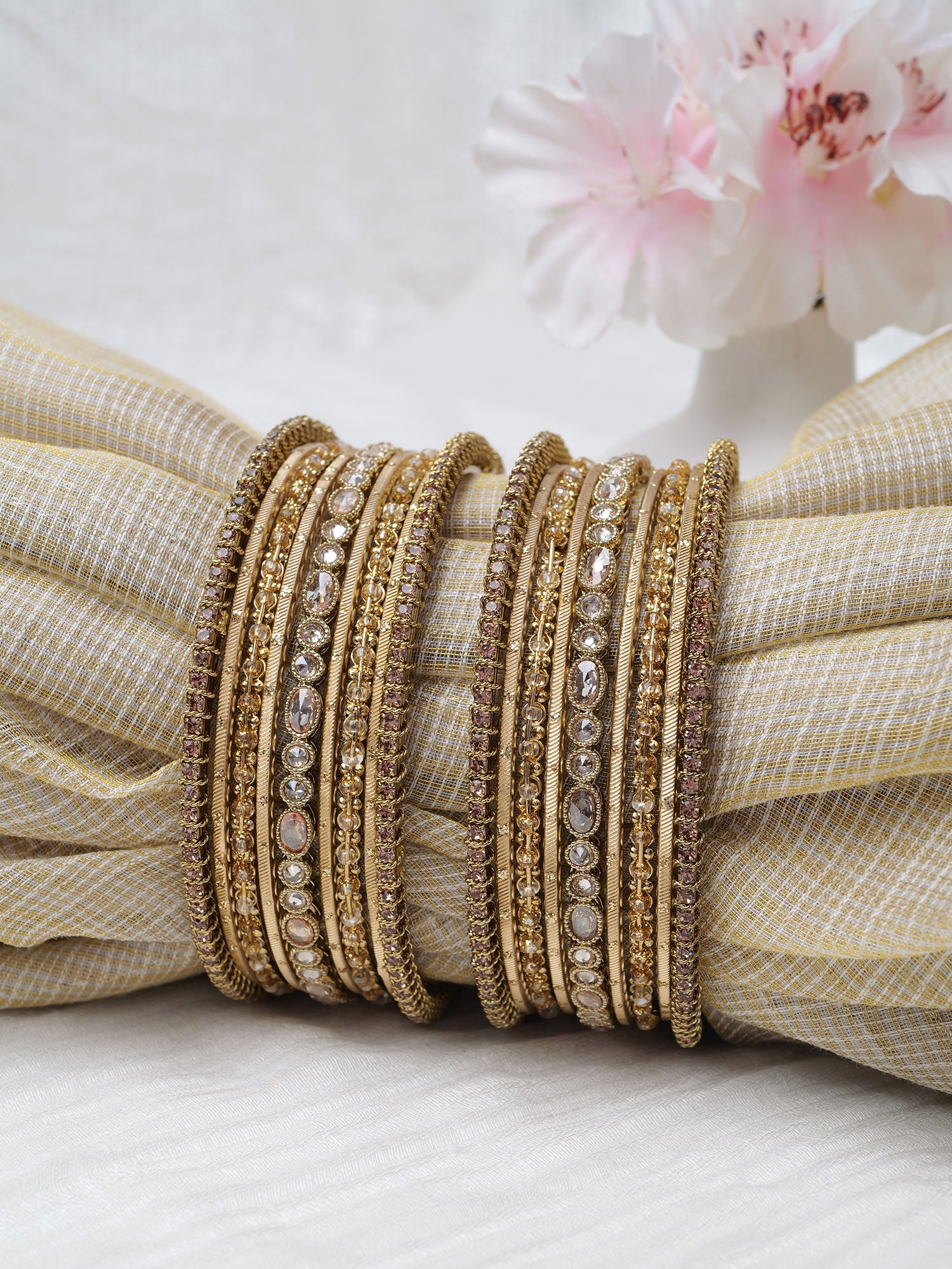 Anaya Bangle Set in Antique Gold