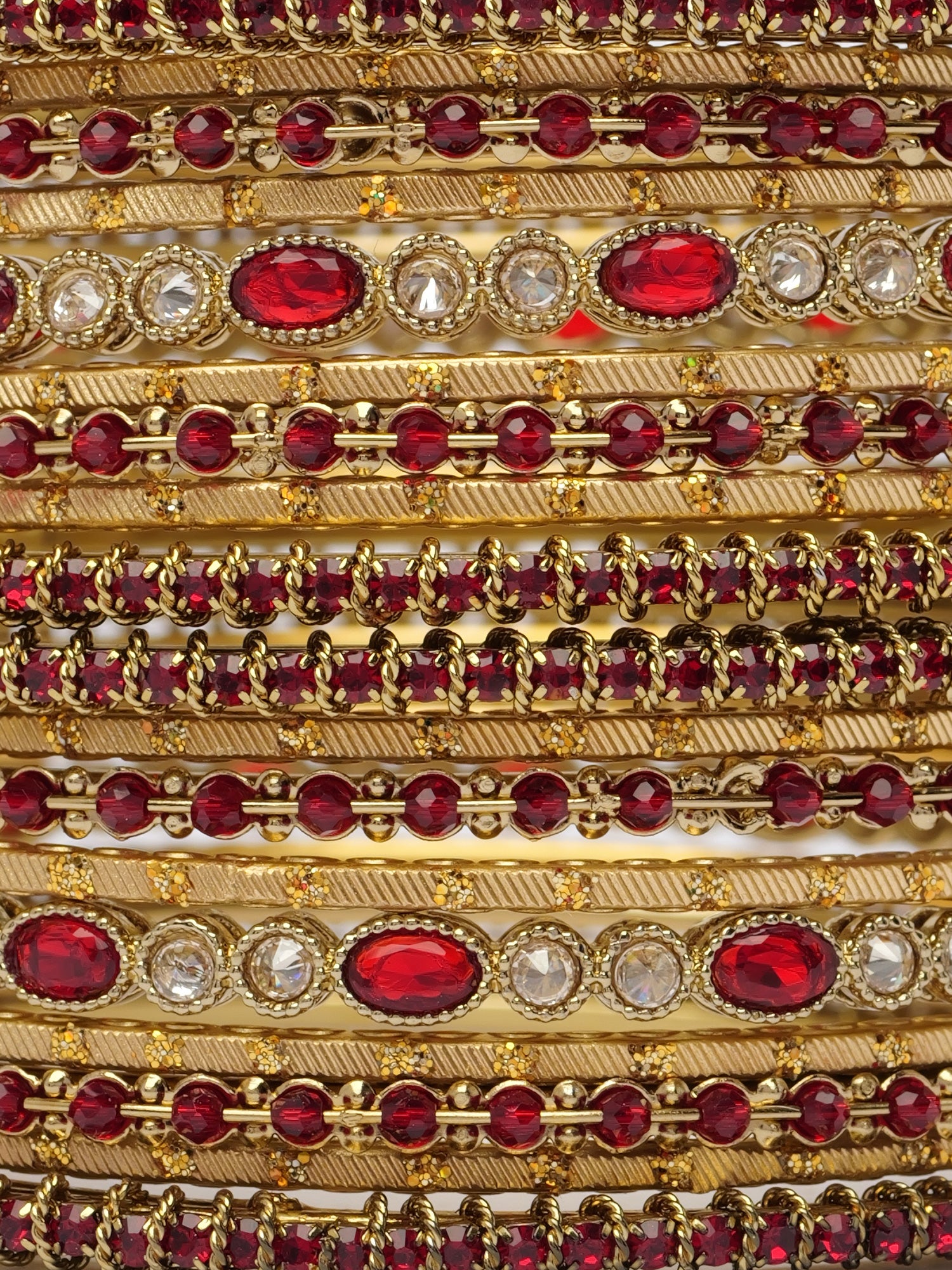 Anaya Bangle Set in Maroon and Antique Gold