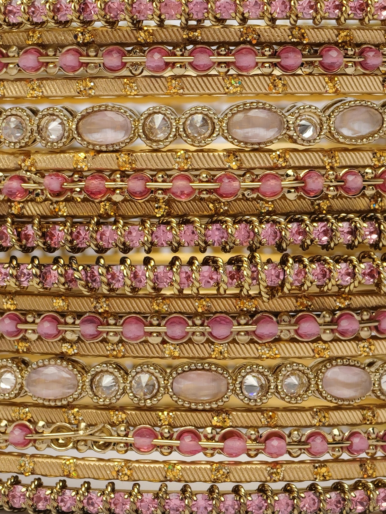 Anaya Bangle Set in Pink and Antique Gold
