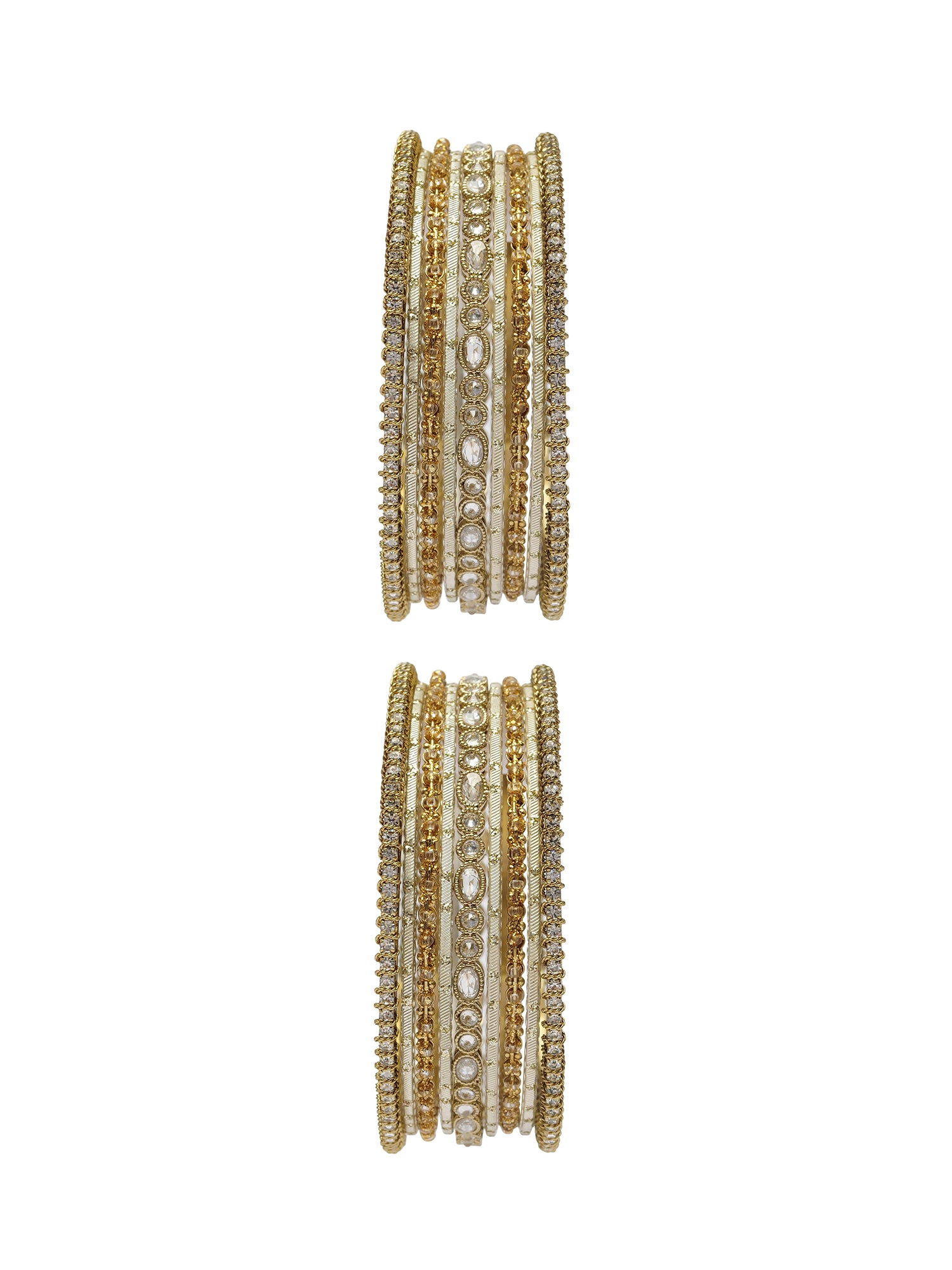 Anaya Bangle Set in White and Antique Gold