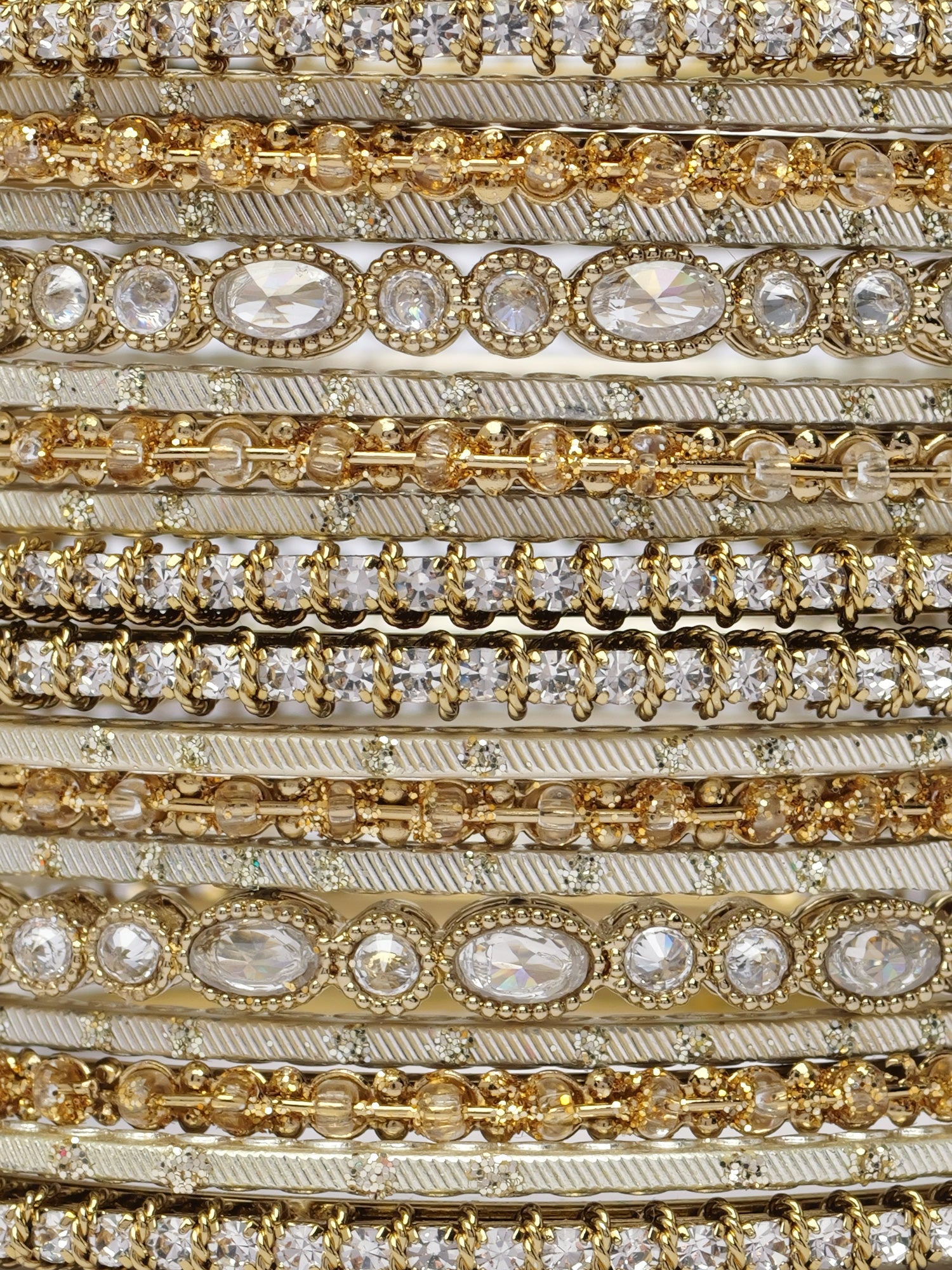 Anaya Bangle Set in White and Antique Gold