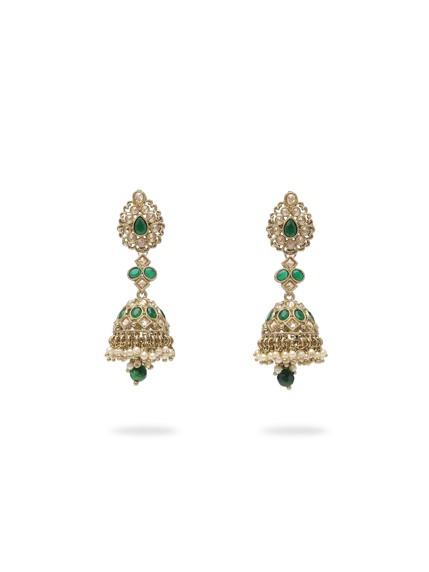 Aneesa Jhumka Earrings in Green