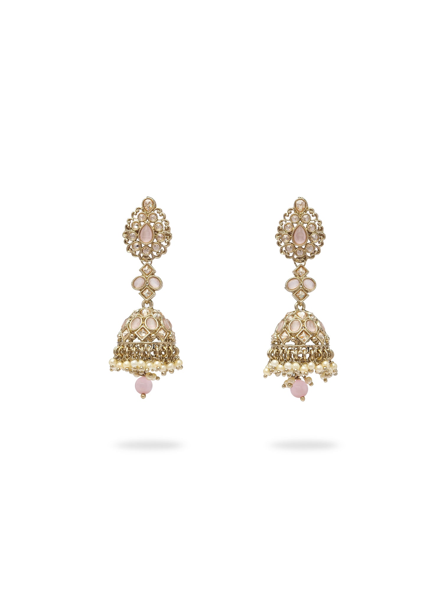Aneesa Jhumka Earrings in Light Pink