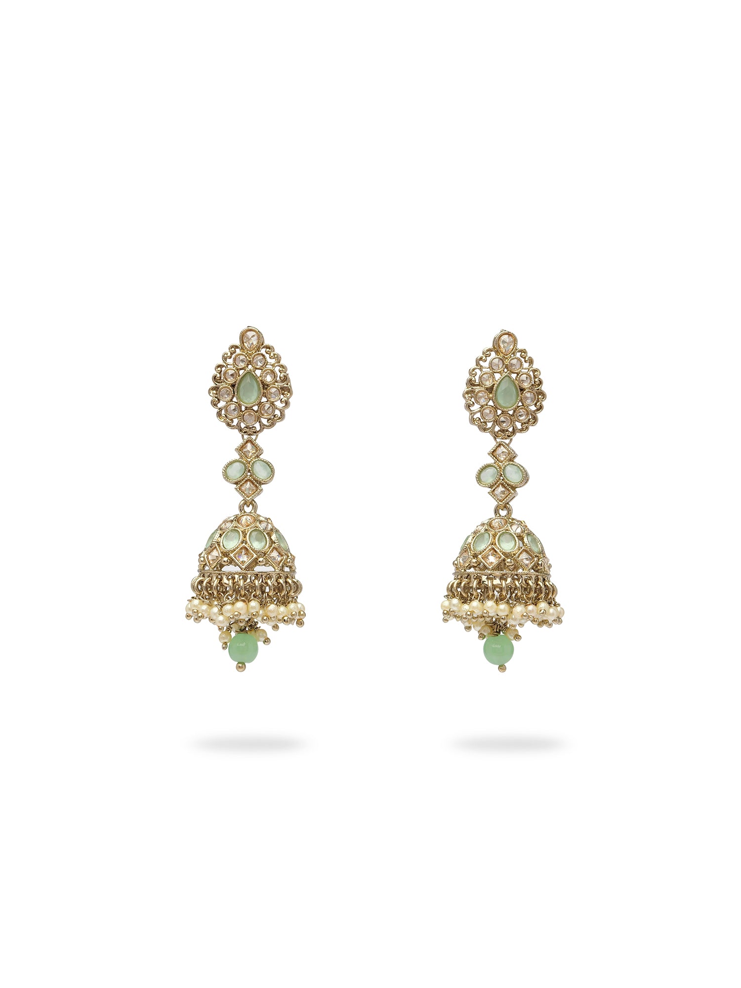 Aneesa Jhumka Earrings in Mint