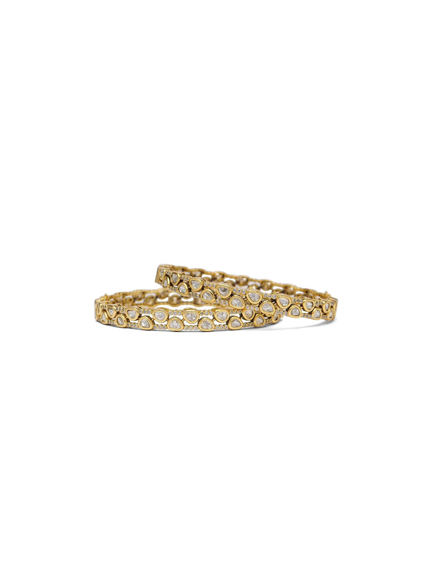 Aneira Kundan Bangles in White