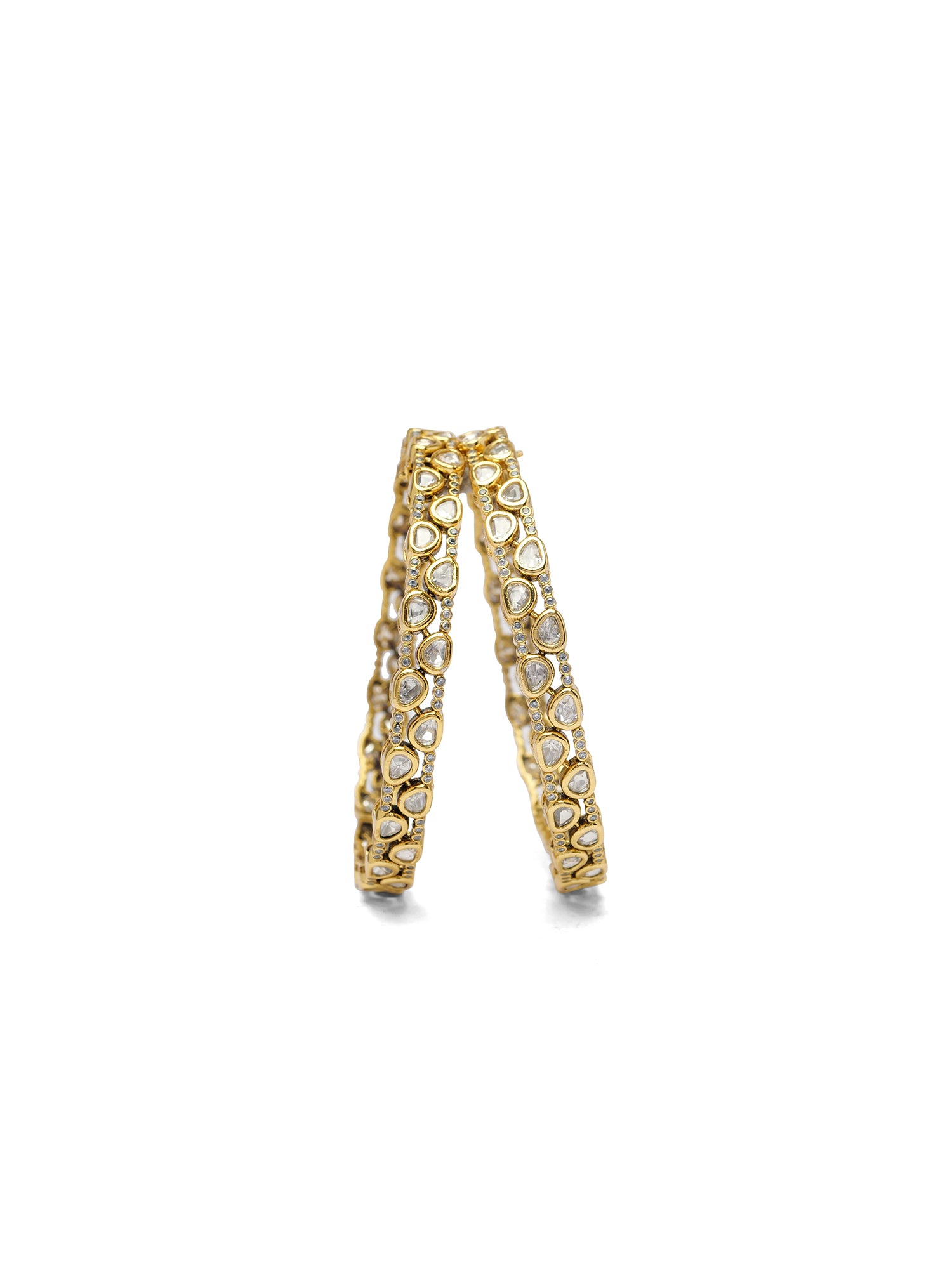 Aneira Kundan Bangles in White
