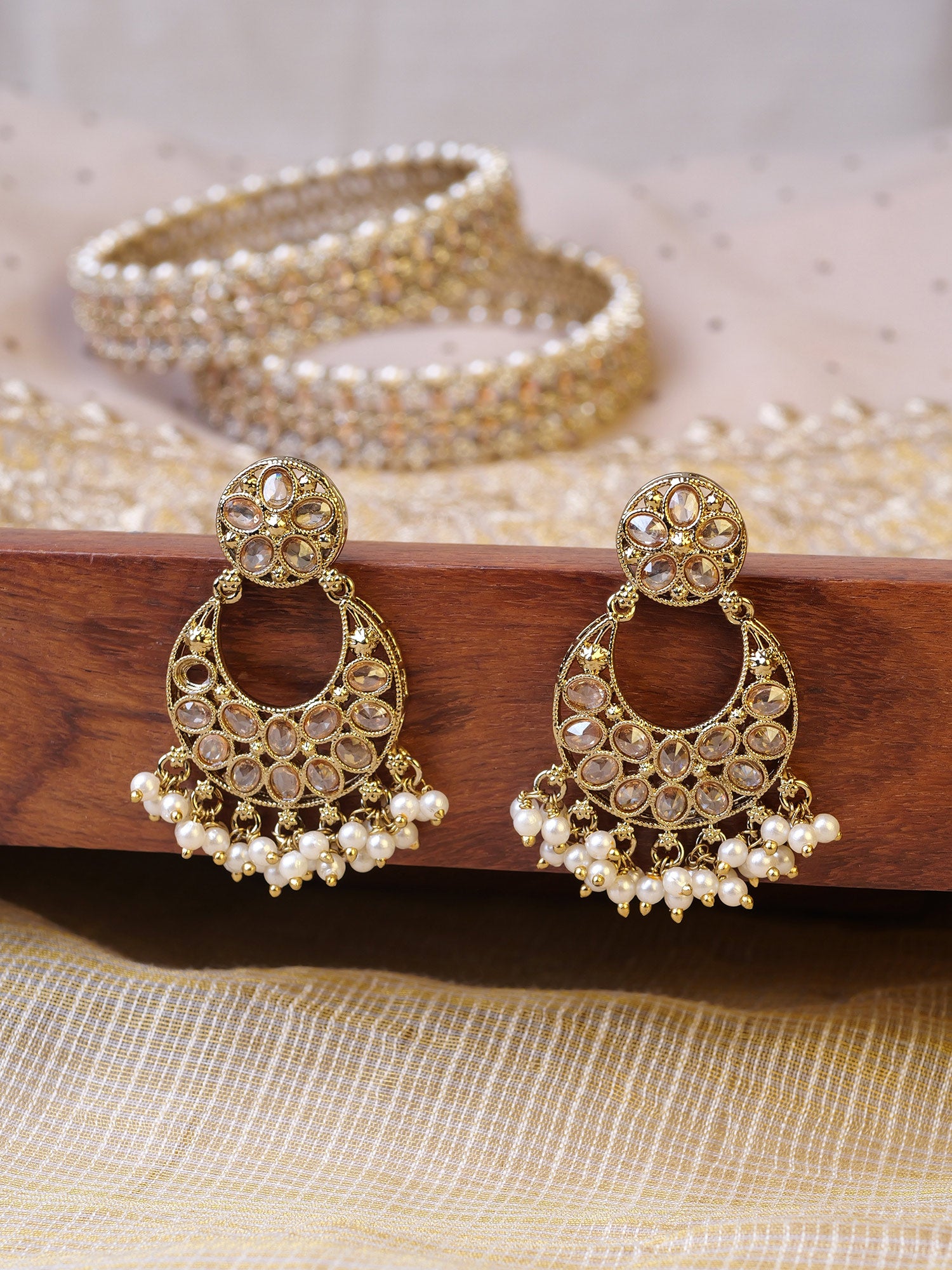 Anika Chandbali Earrings in Champagne