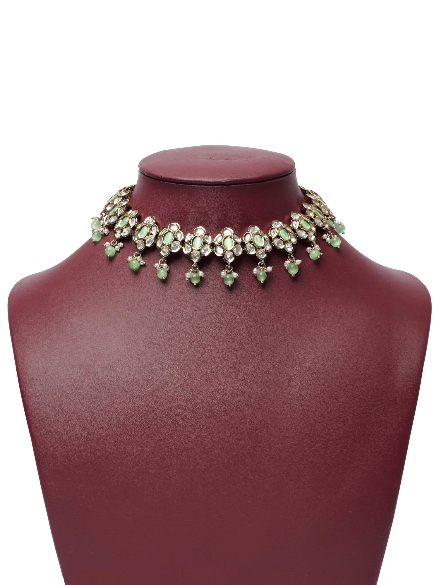 Anima Kundan Necklace Set in Mint