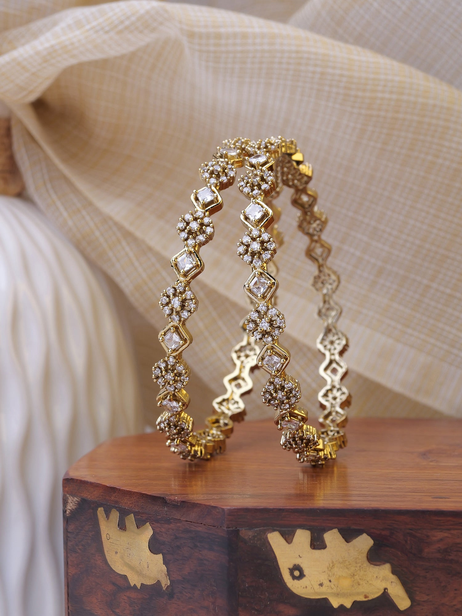 Anira Cubic Zirconia Bangles in White