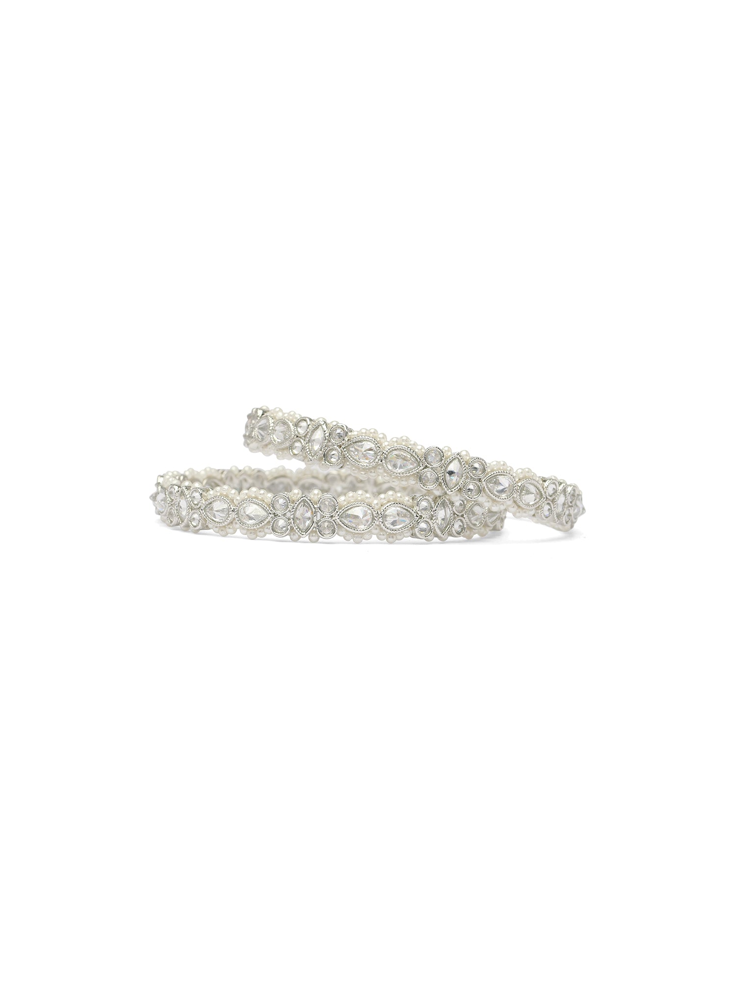 Anisha Pearl and Rhodium Kada Bangles