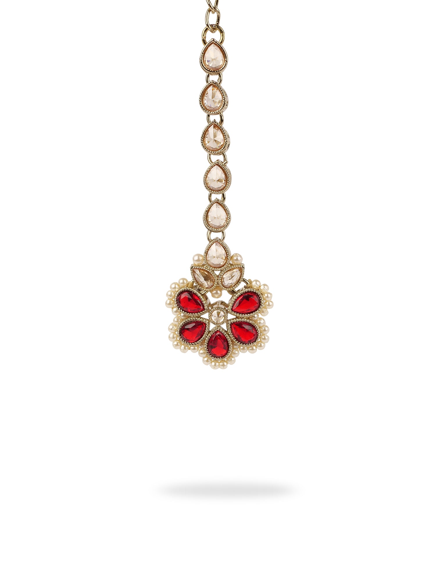 Anisha Simple Necklace Set in Maroon