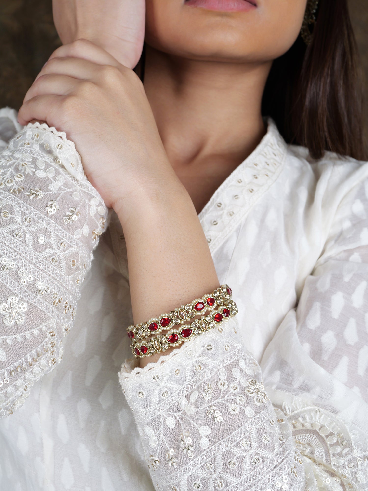 Anisha Pearl and Maroon Kada Bangles