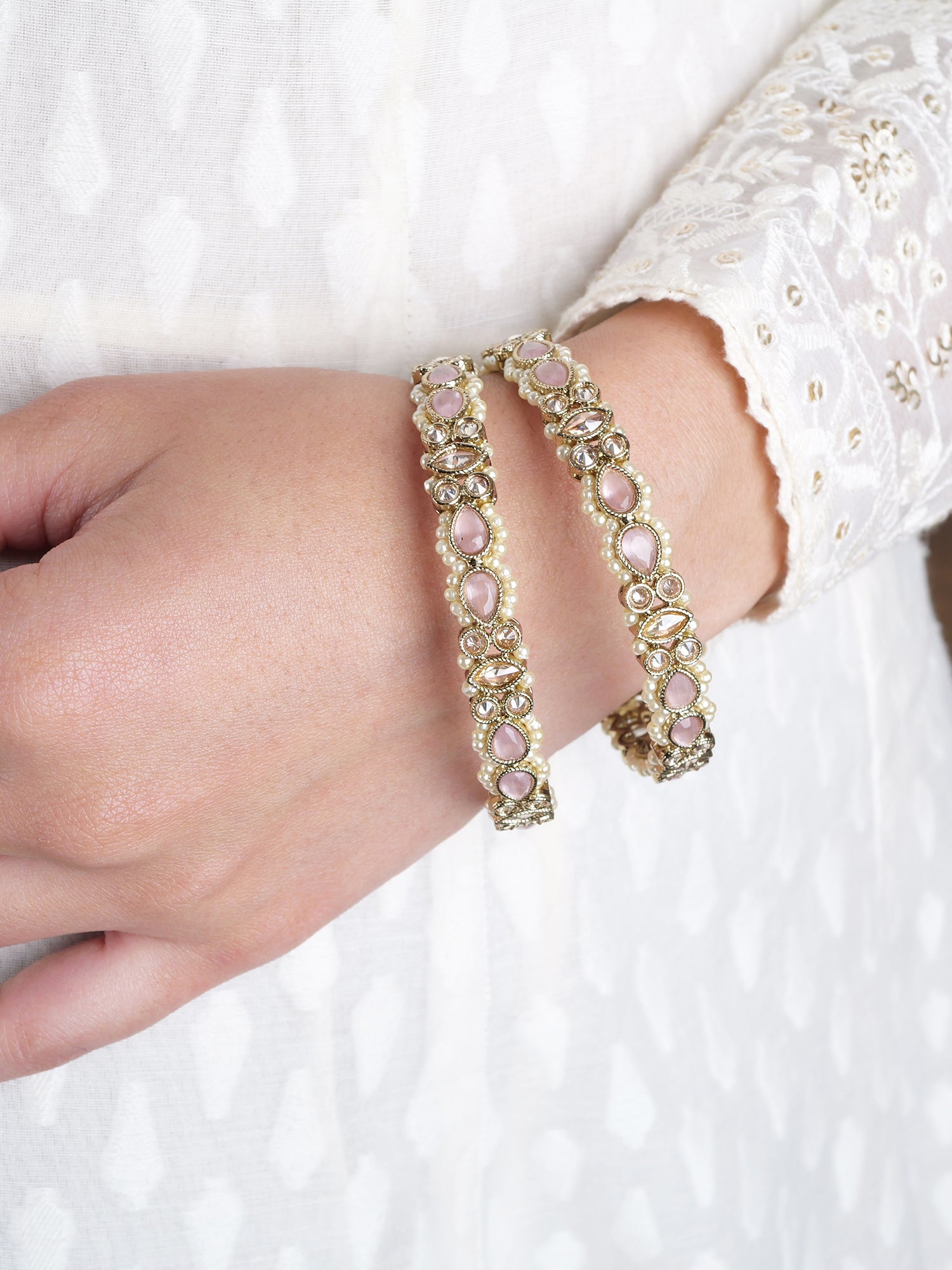 Anisha Pearl and Pink Kada Bangles