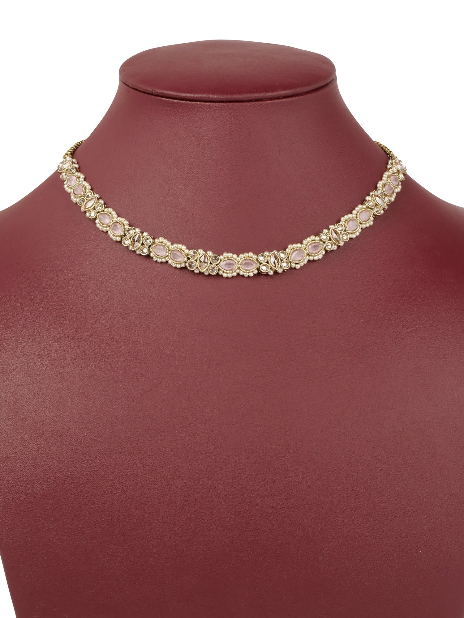 Anisha Simple Necklace Set in Light Pink