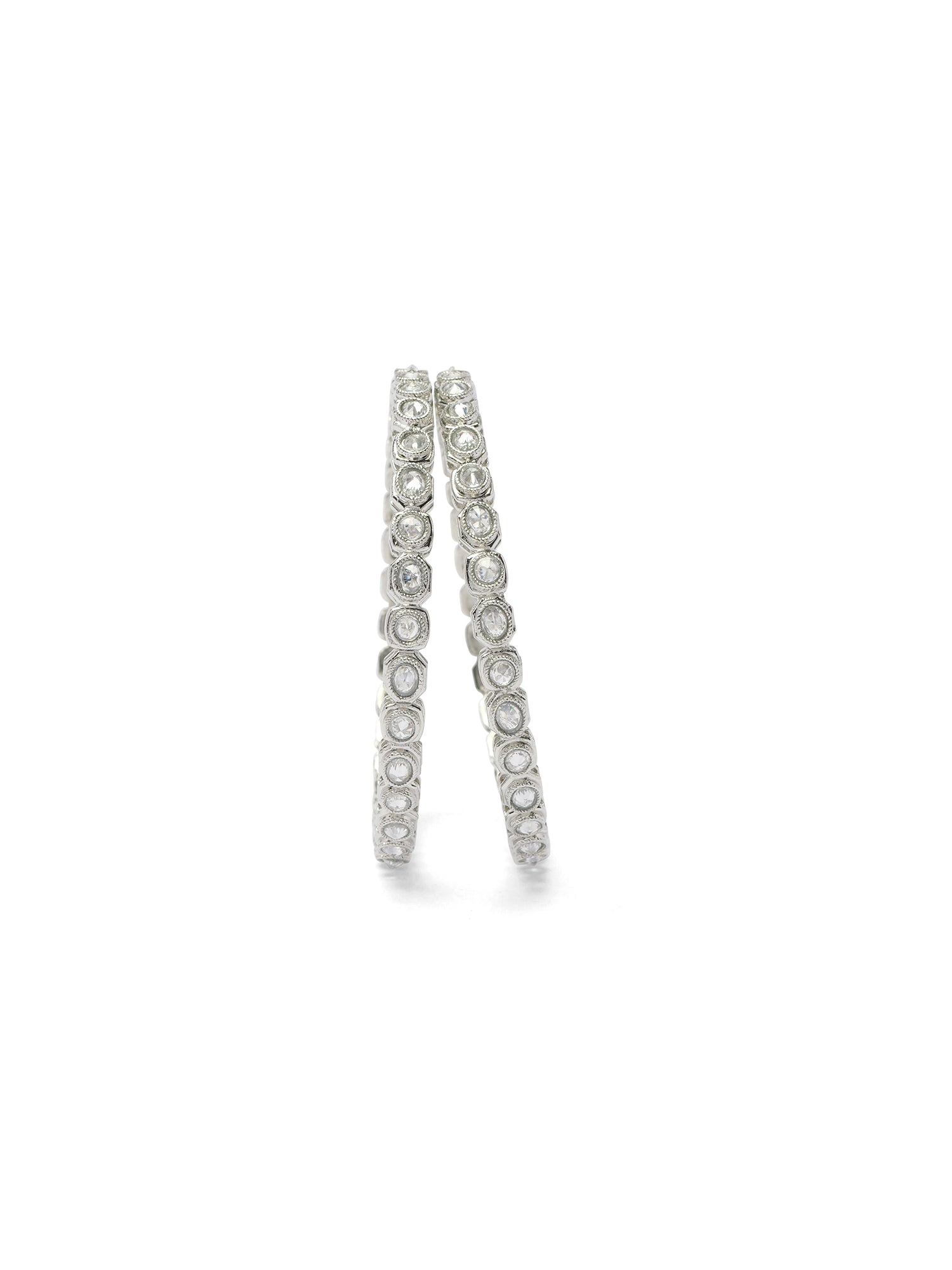 Anjali Rhodium Kadas in White