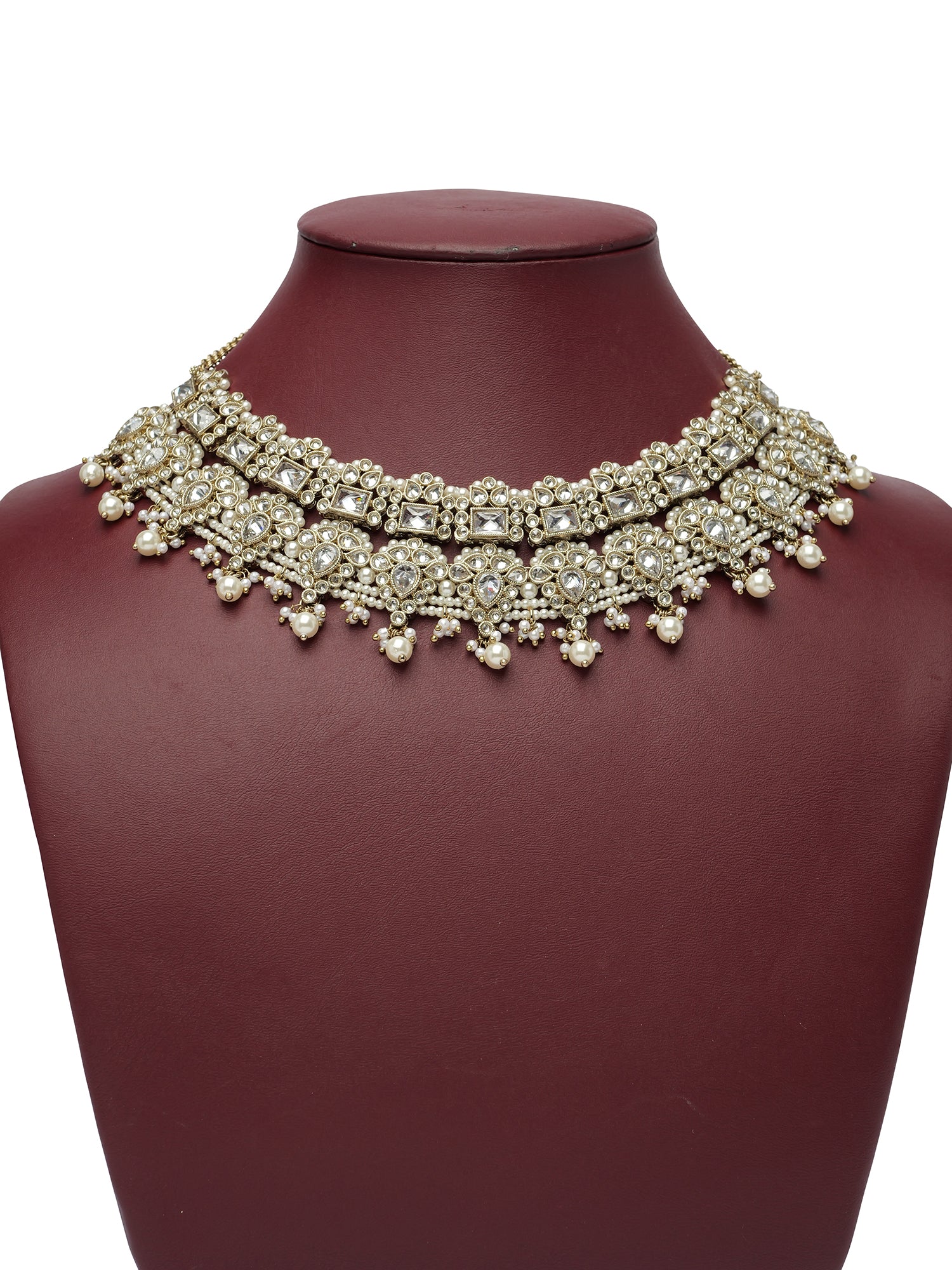 Anoushka Necklace Set in White and Antique Gold