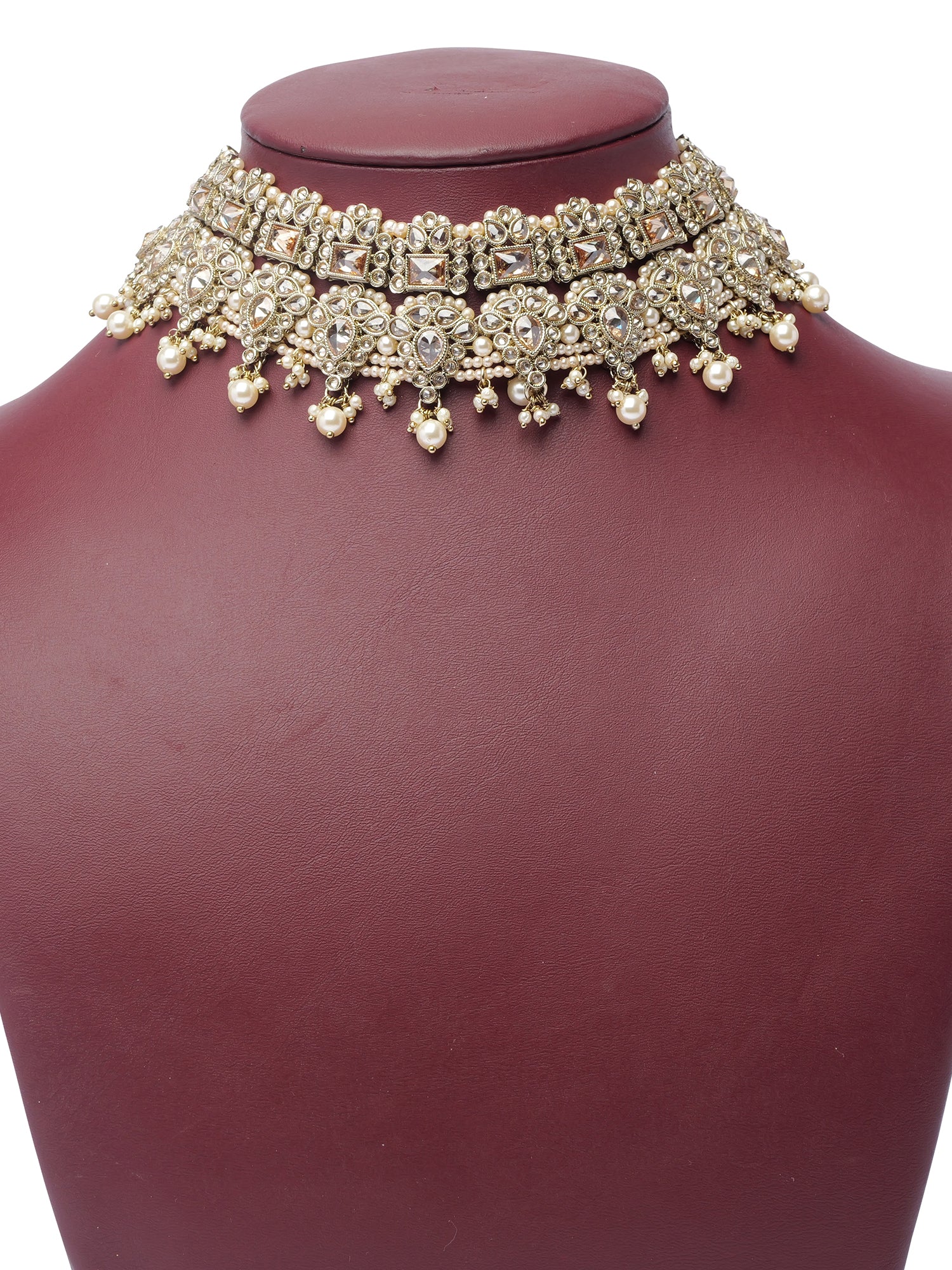 Anoushka Necklace Set in Pearl and Antique Gold