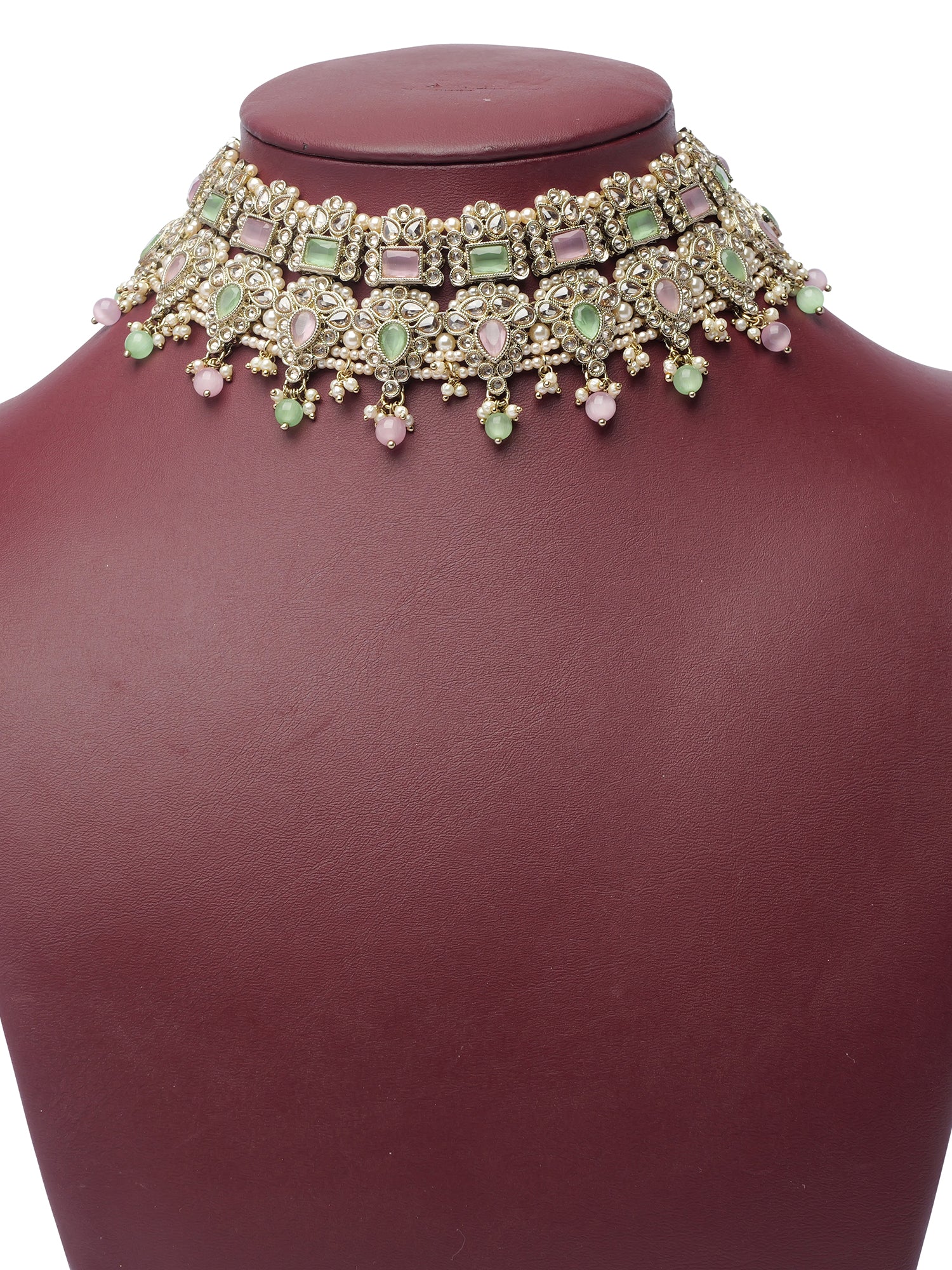 Anoushka Necklace Set in Pink and Mint
