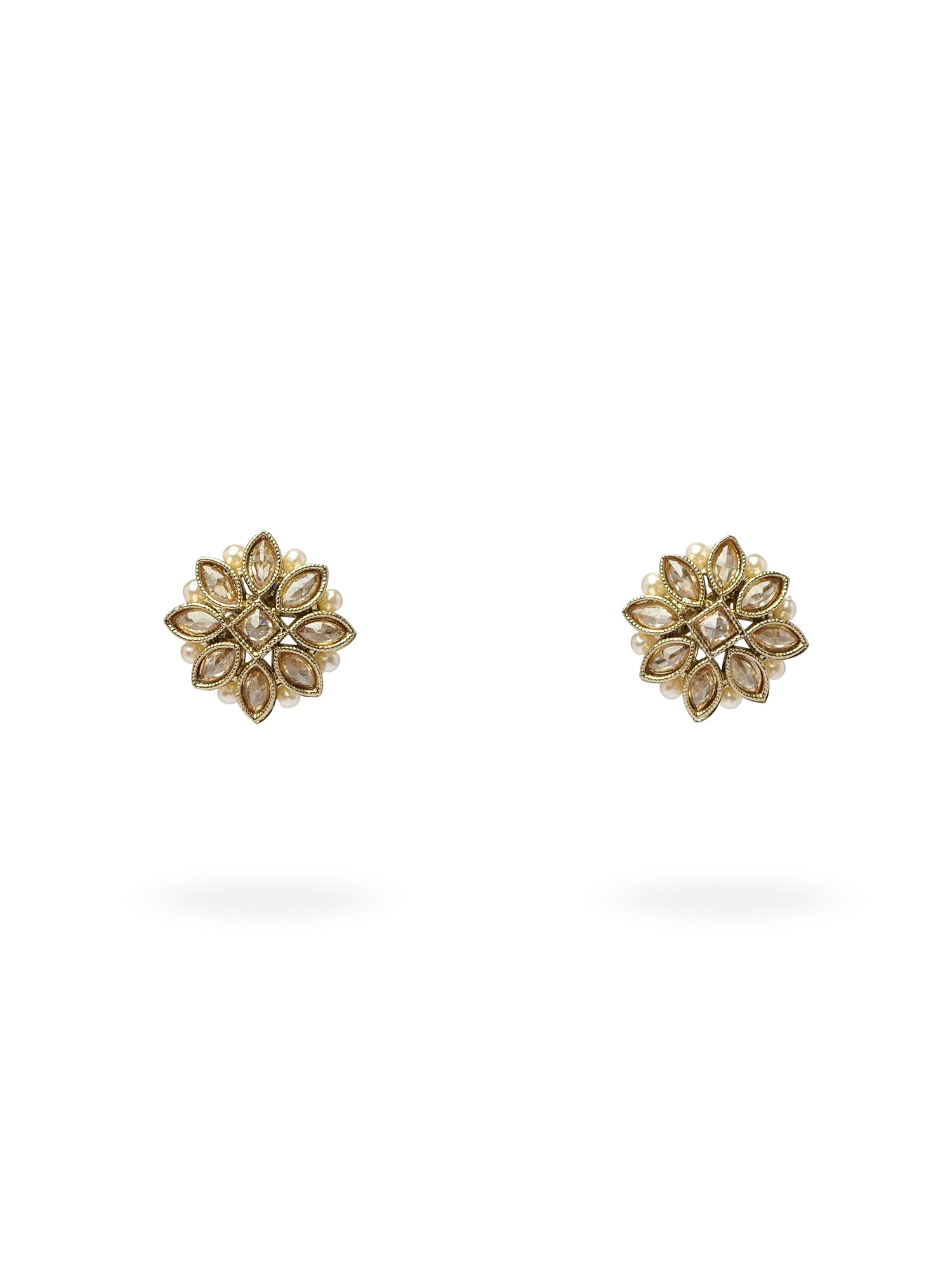 Anu Pearl Ear Studs in Antique Gold