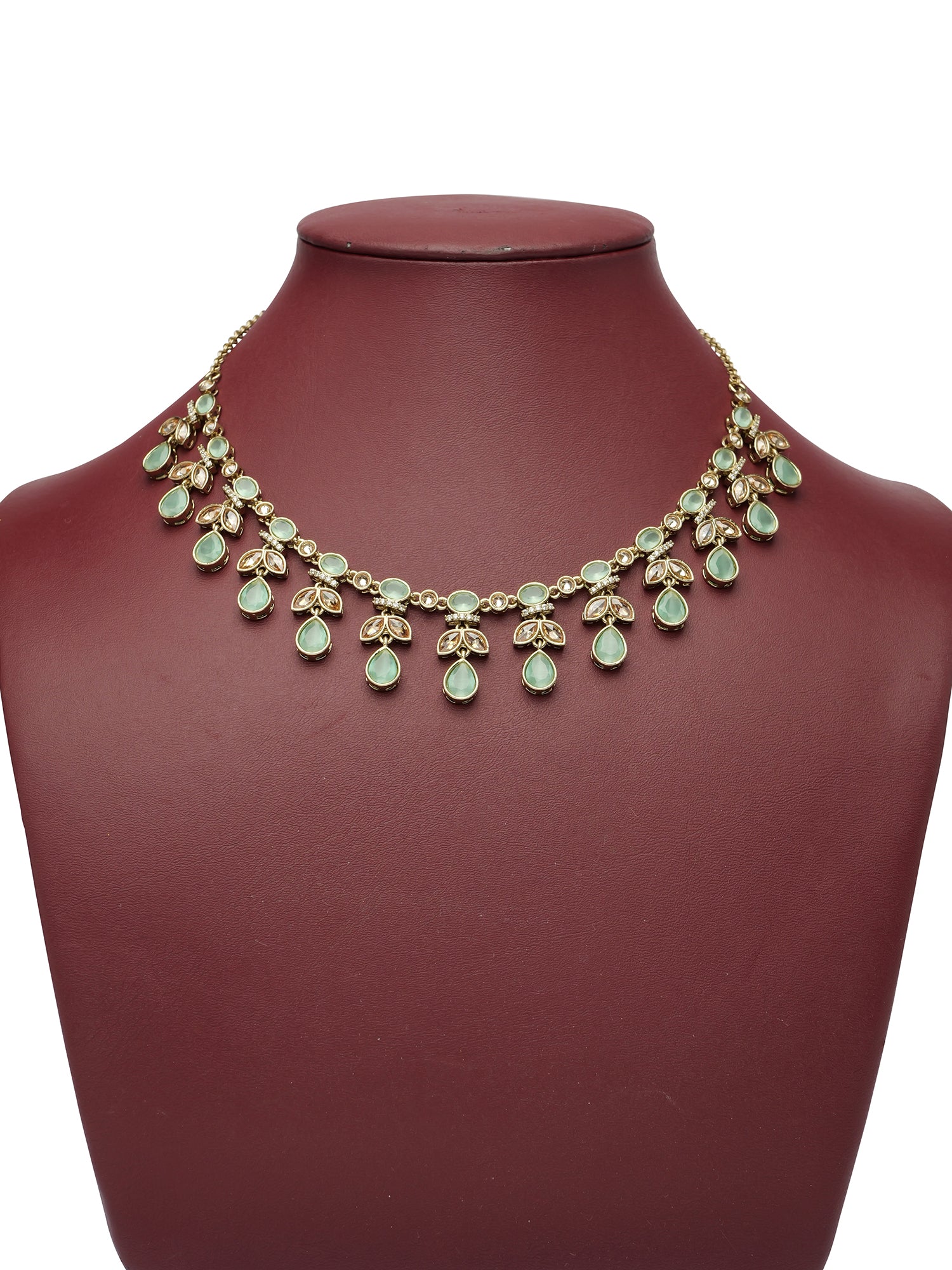 Anushka Necklace Set in Mint and Antique Gold