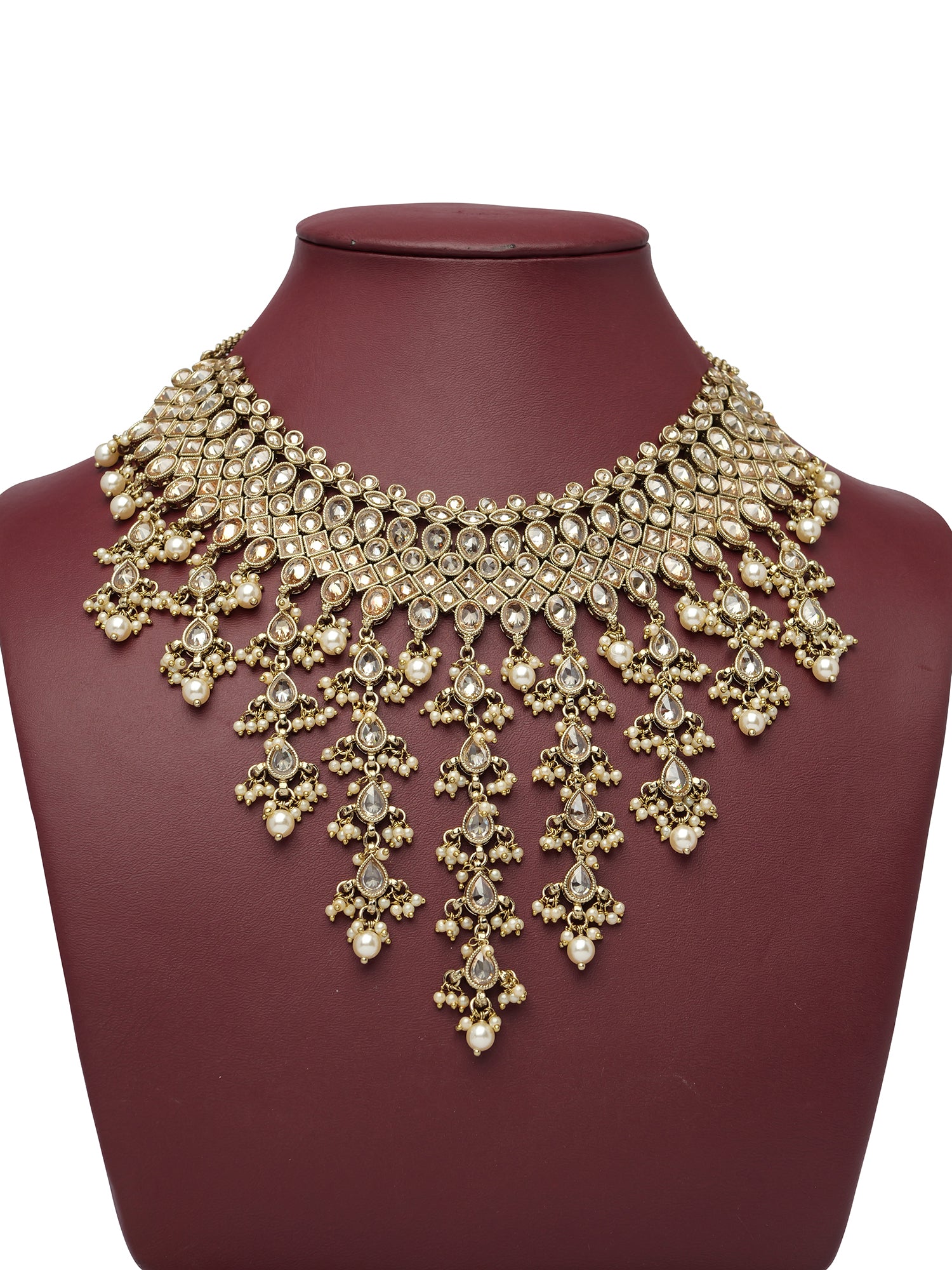 Anushree Bridal Necklace Set in Pearl and Champagne