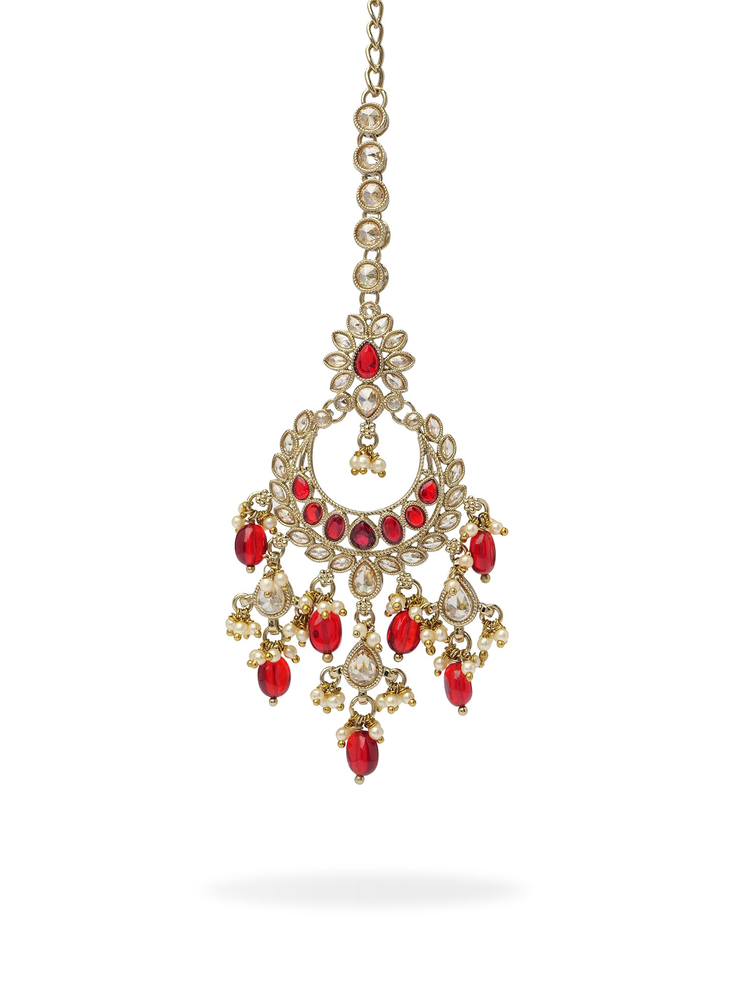 Anushree Bridal Necklace Set in Pearl and Maroon