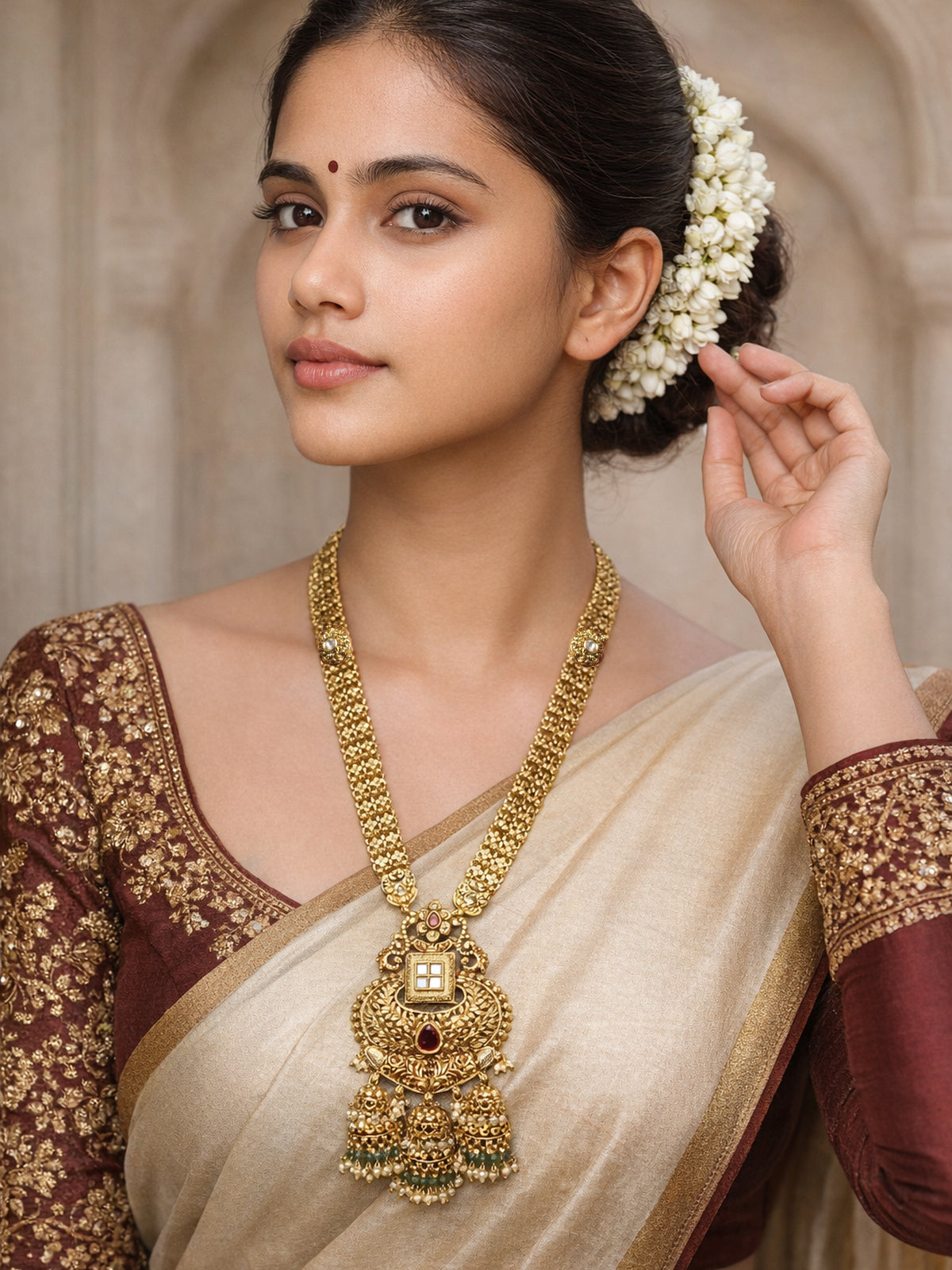 Anvaya Kundan Rani Haar in Multi