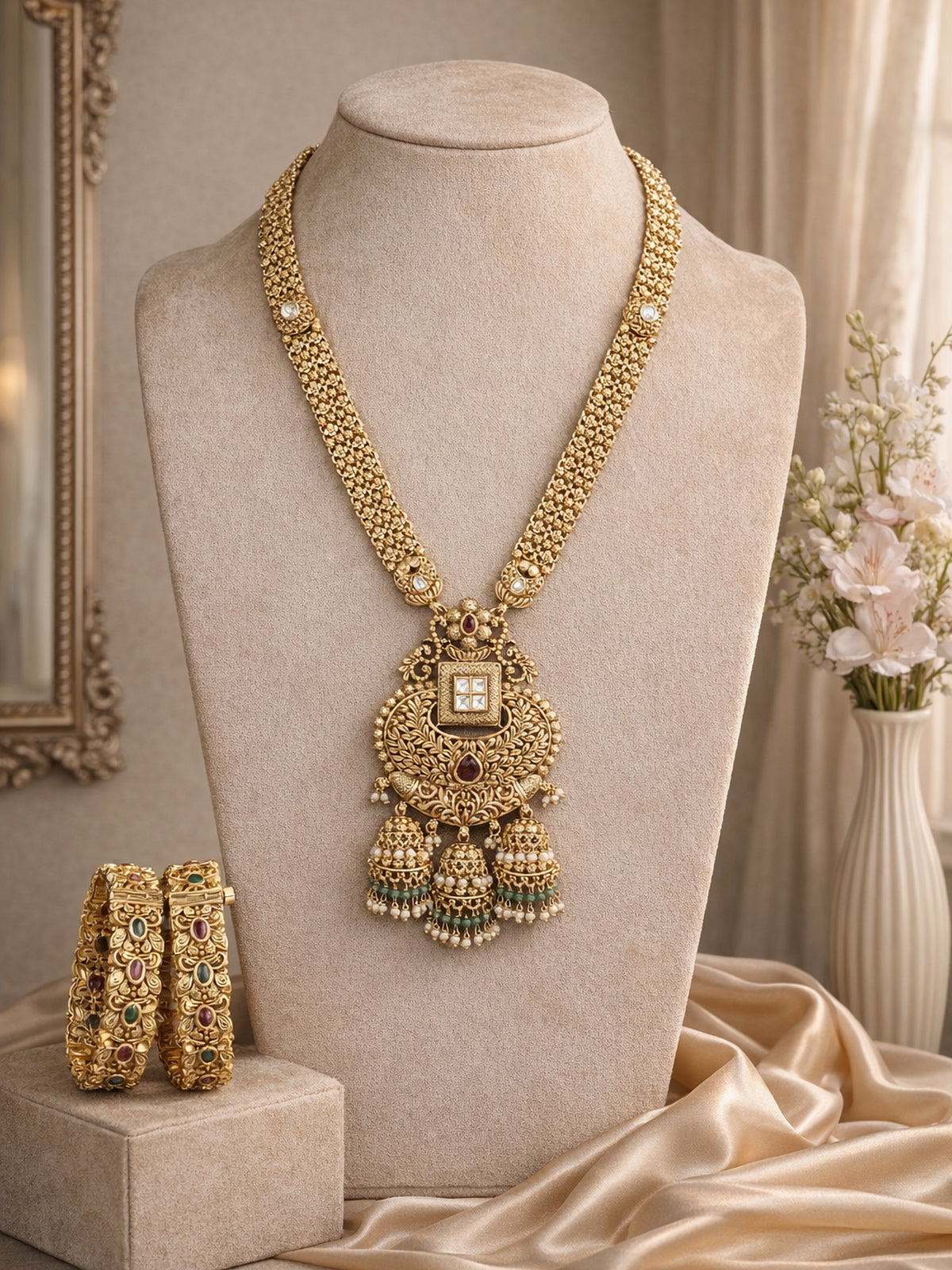 Anvaya Kundan Rani Haar in Multi