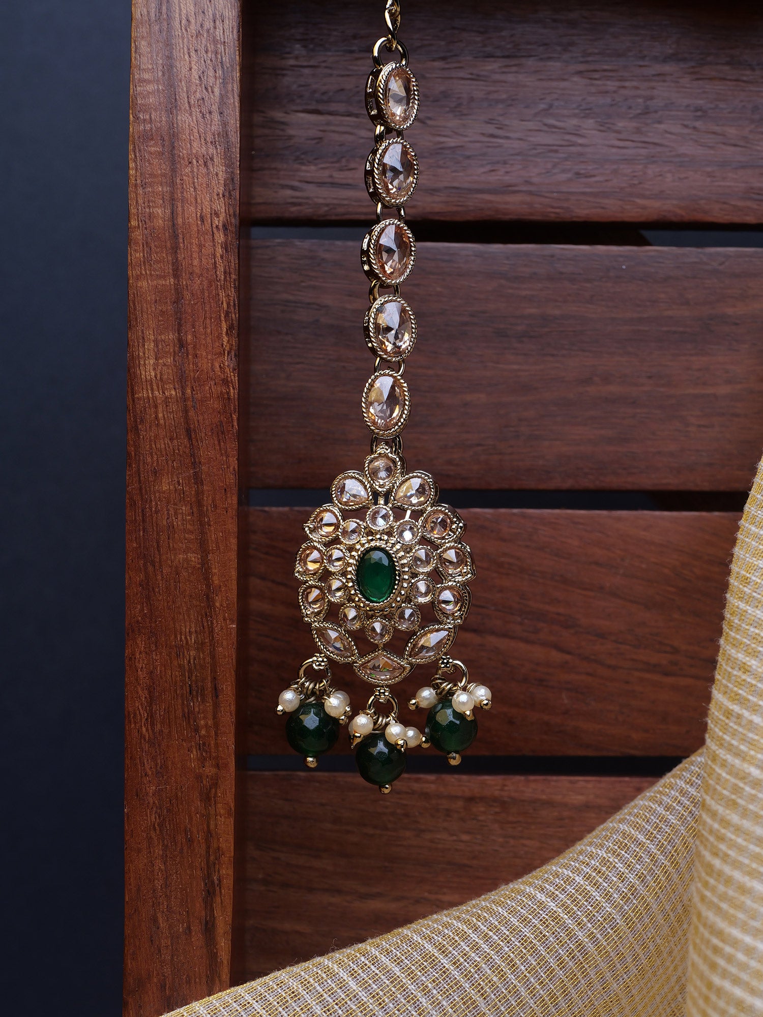 Anvika Maang Tikka in Green