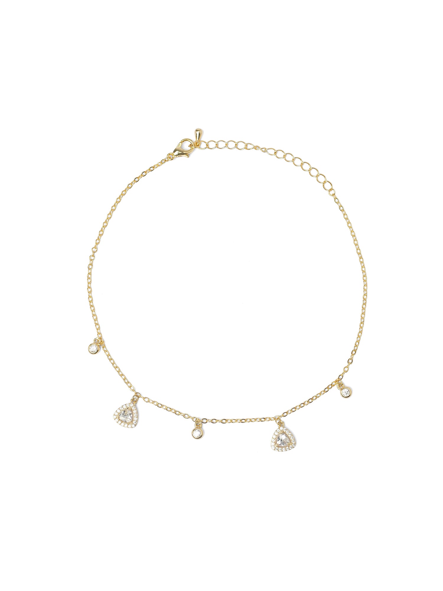 Anya Cubic Zironia Charm Anklet in Gold