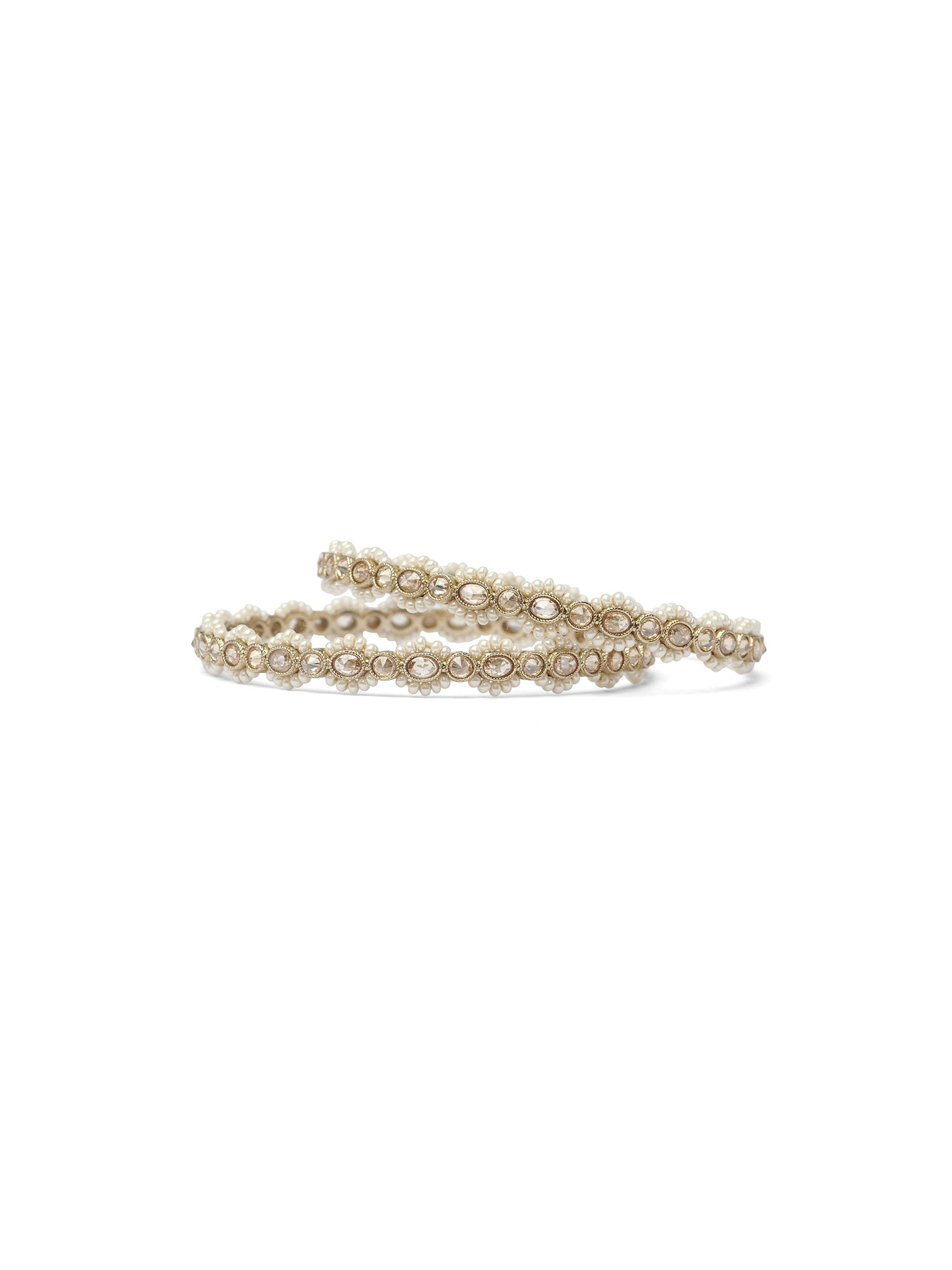 Aparna Pearl Edge Kada Bangles in Champagne