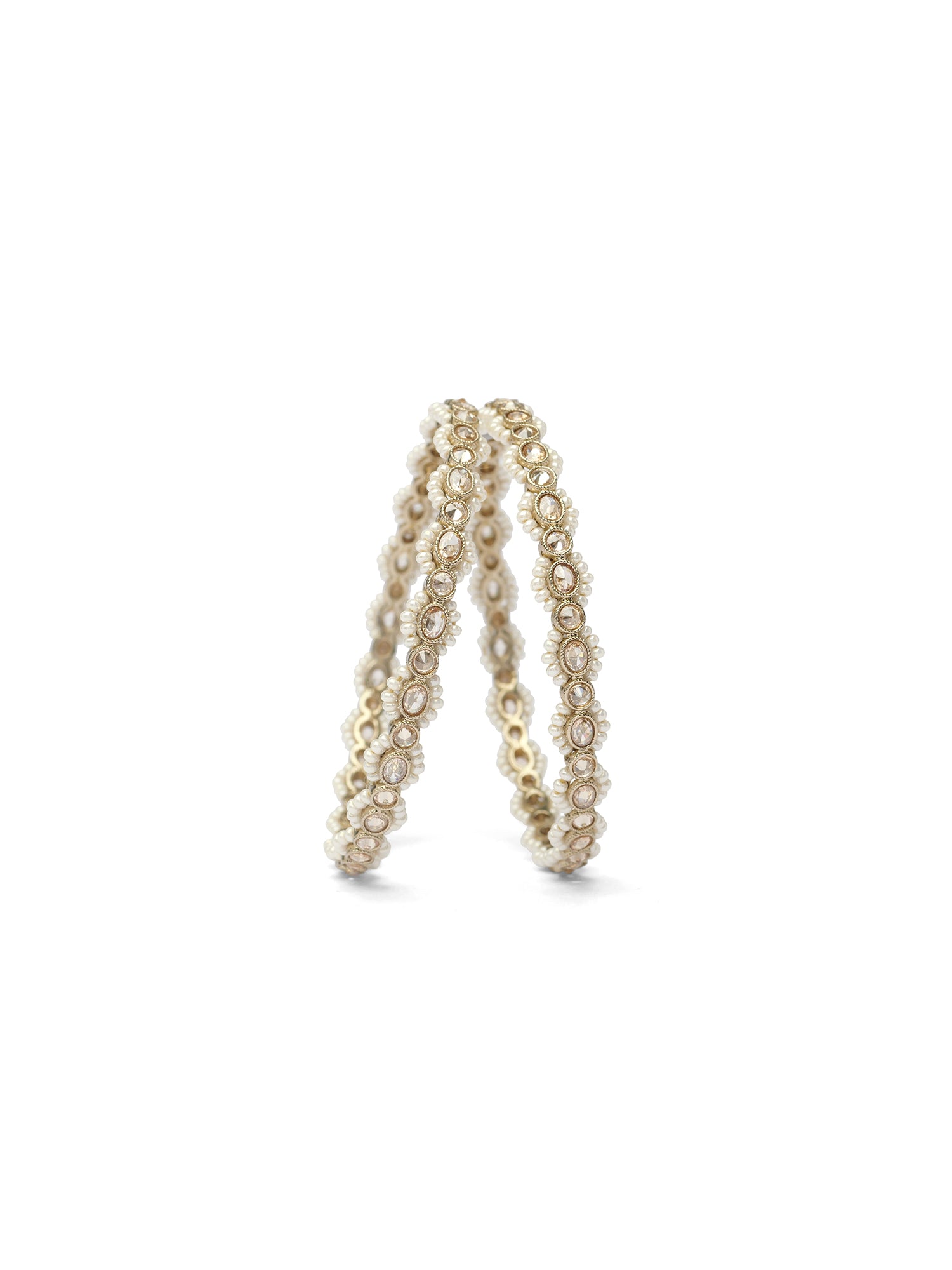 Aparna Pearl Edge Kada Bangles in Champagne