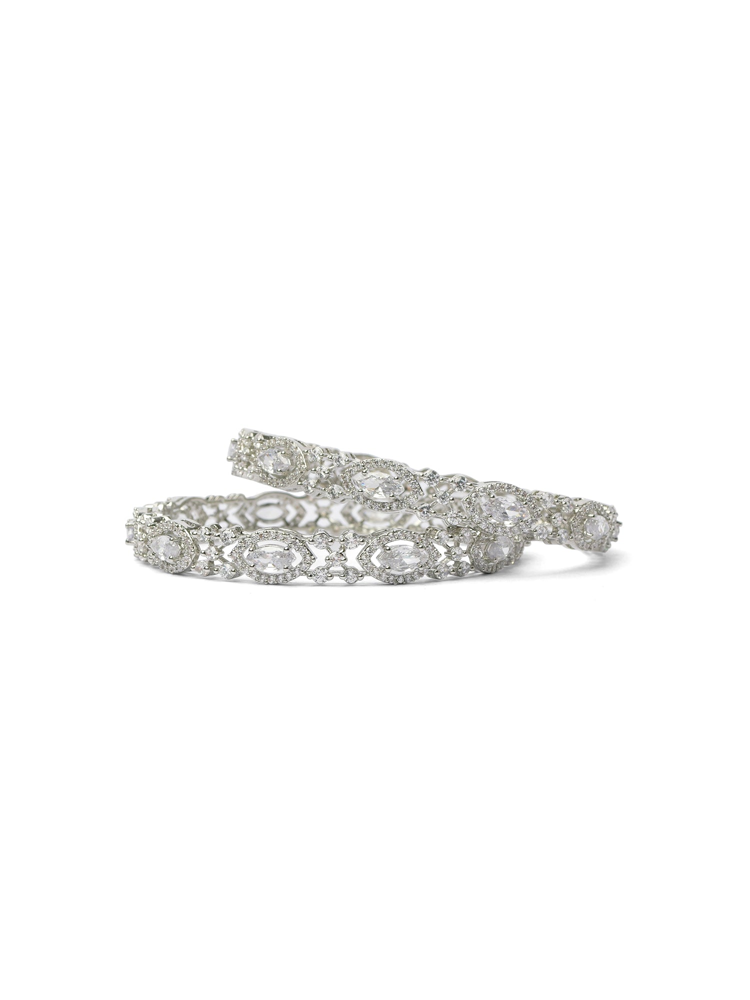 Aria Cubic Zirconia Bangles in Rhodium