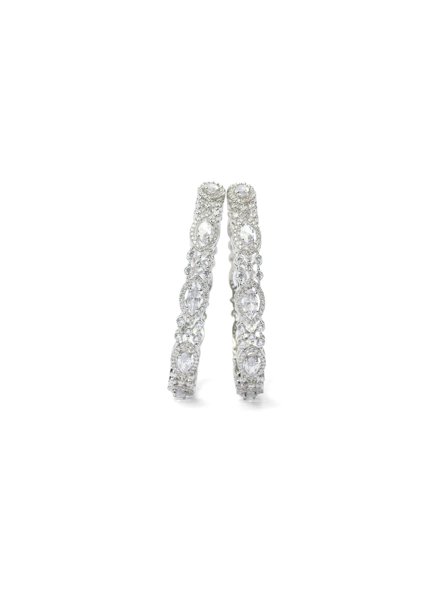 Aria Cubic Zirconia Bangles in Rhodium