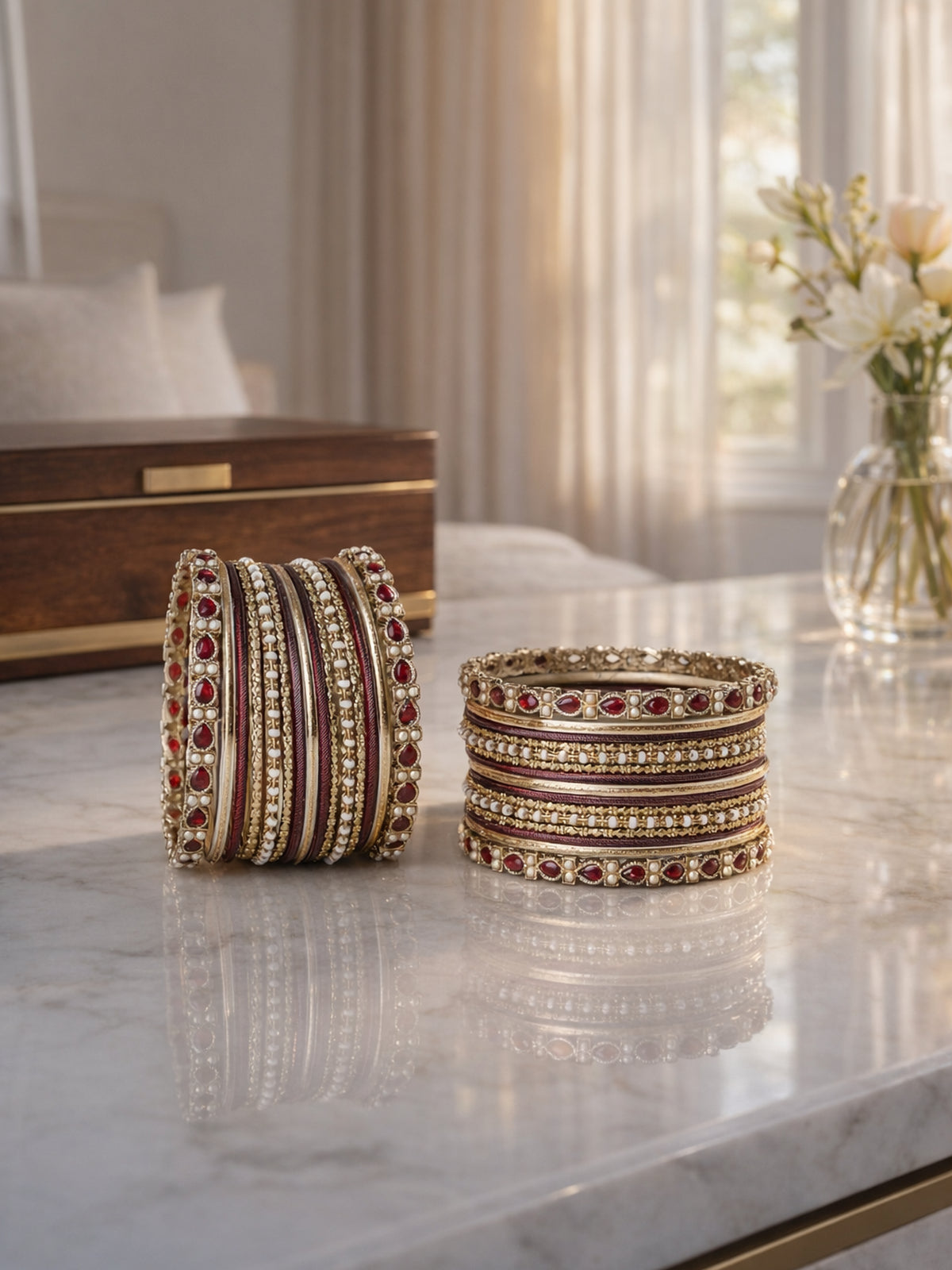 Arisha Bangle Set in Maroon