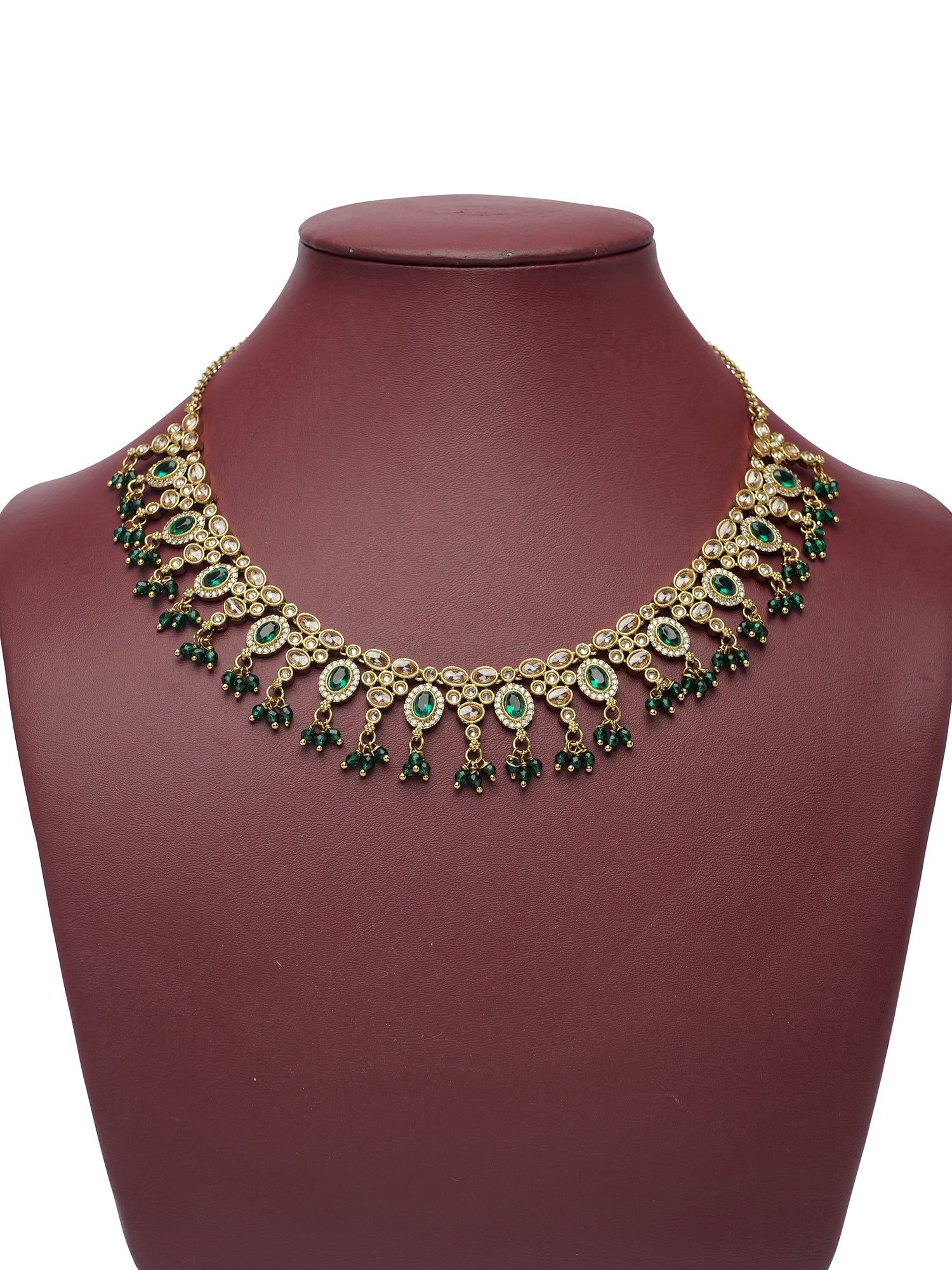 Ariya Necklace Set in Green and Antique Gold