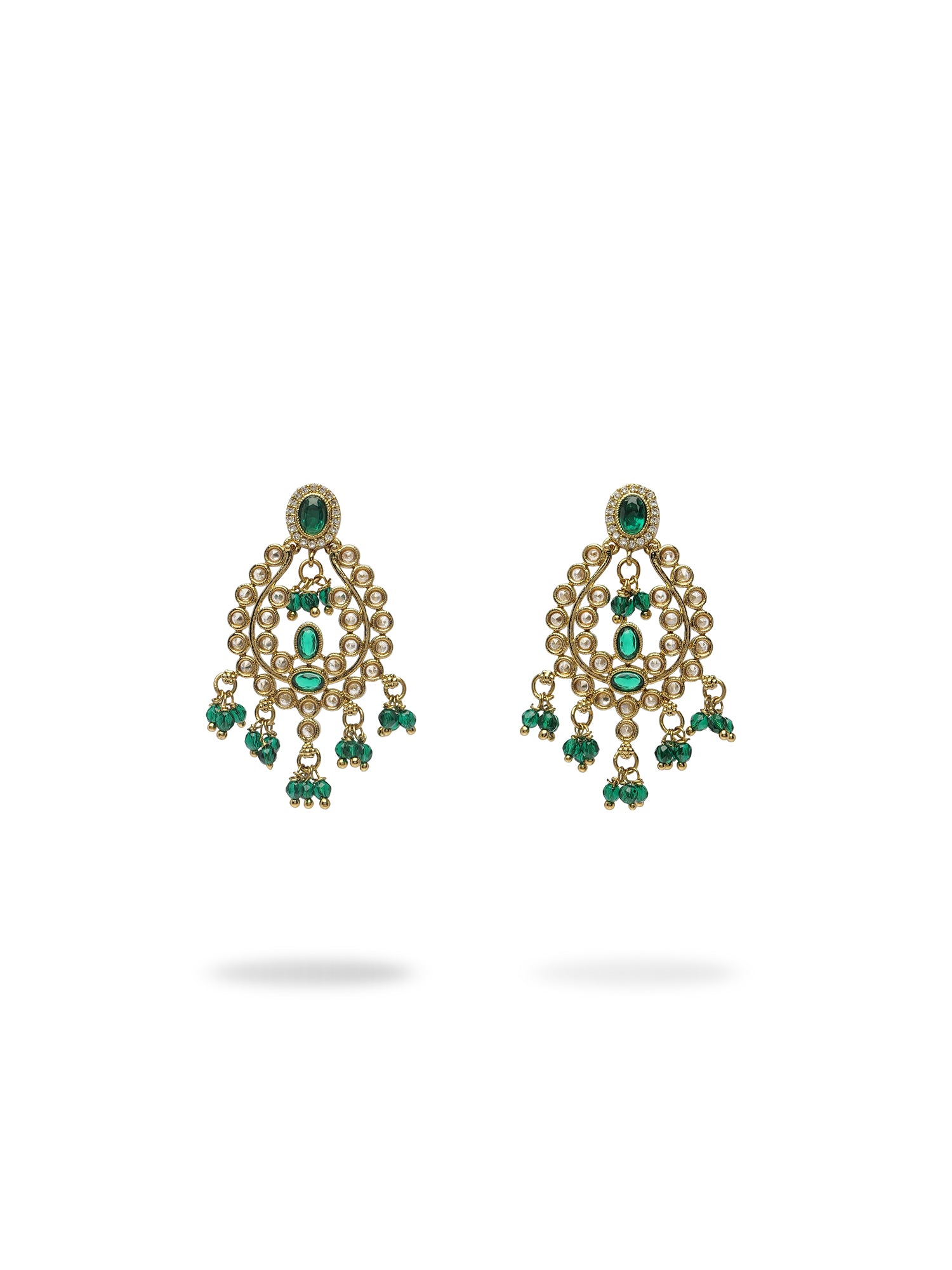 Ariya Necklace Set in Green and Antique Gold