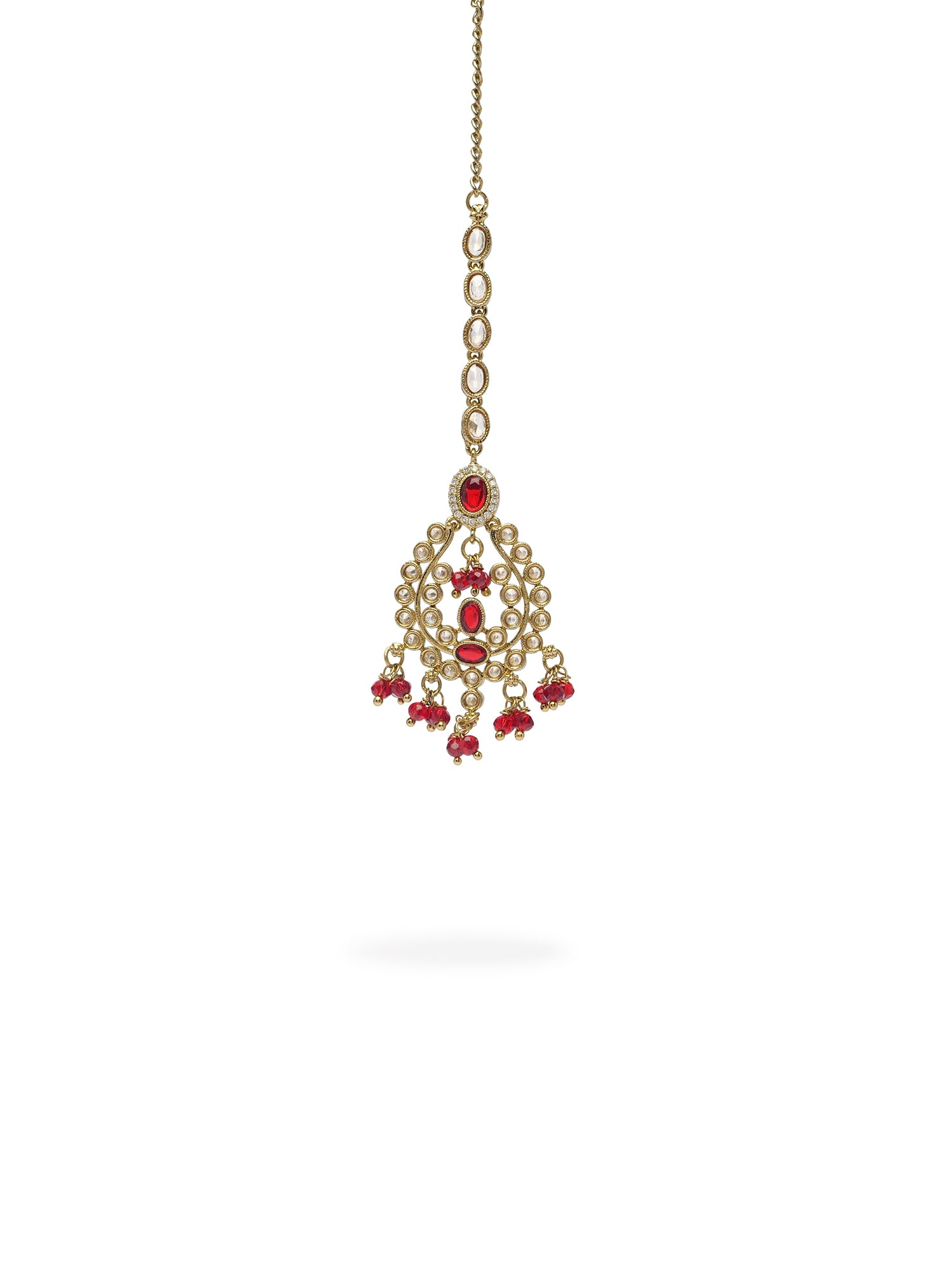 Ariya Necklace Set in Maroon and Antique Gold