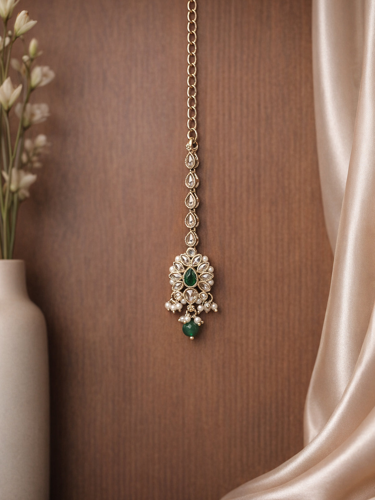 Arohi Maang Tikka in Green