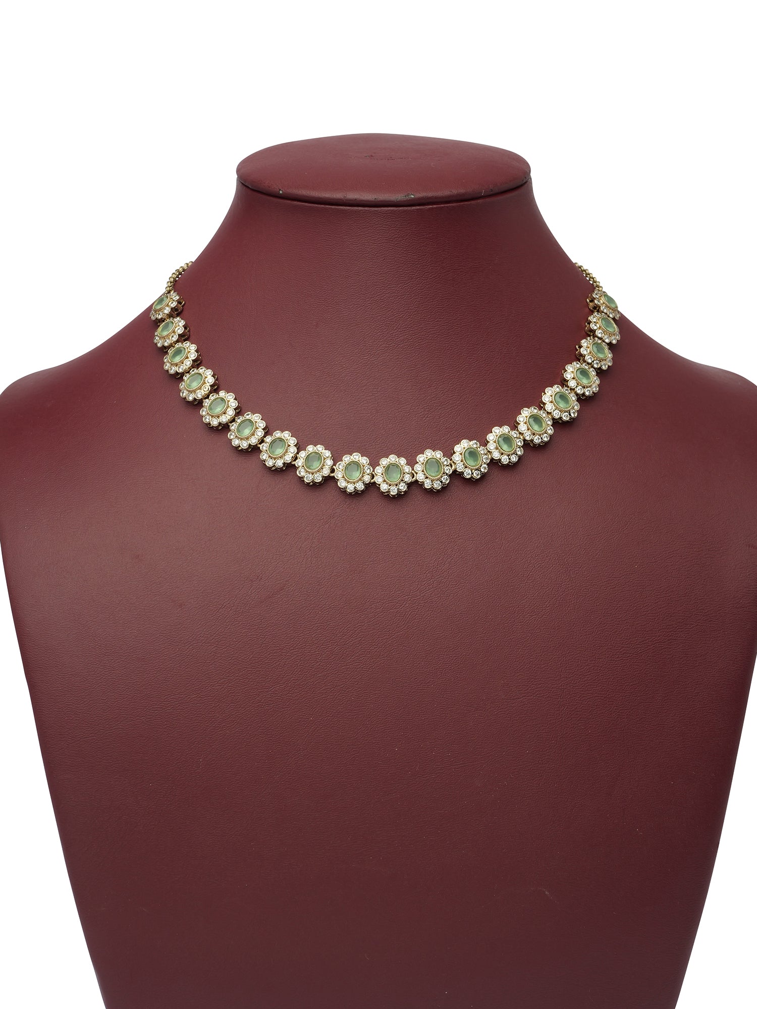 Aroshi Crystal Necklace Set in Mint and Antique Gold