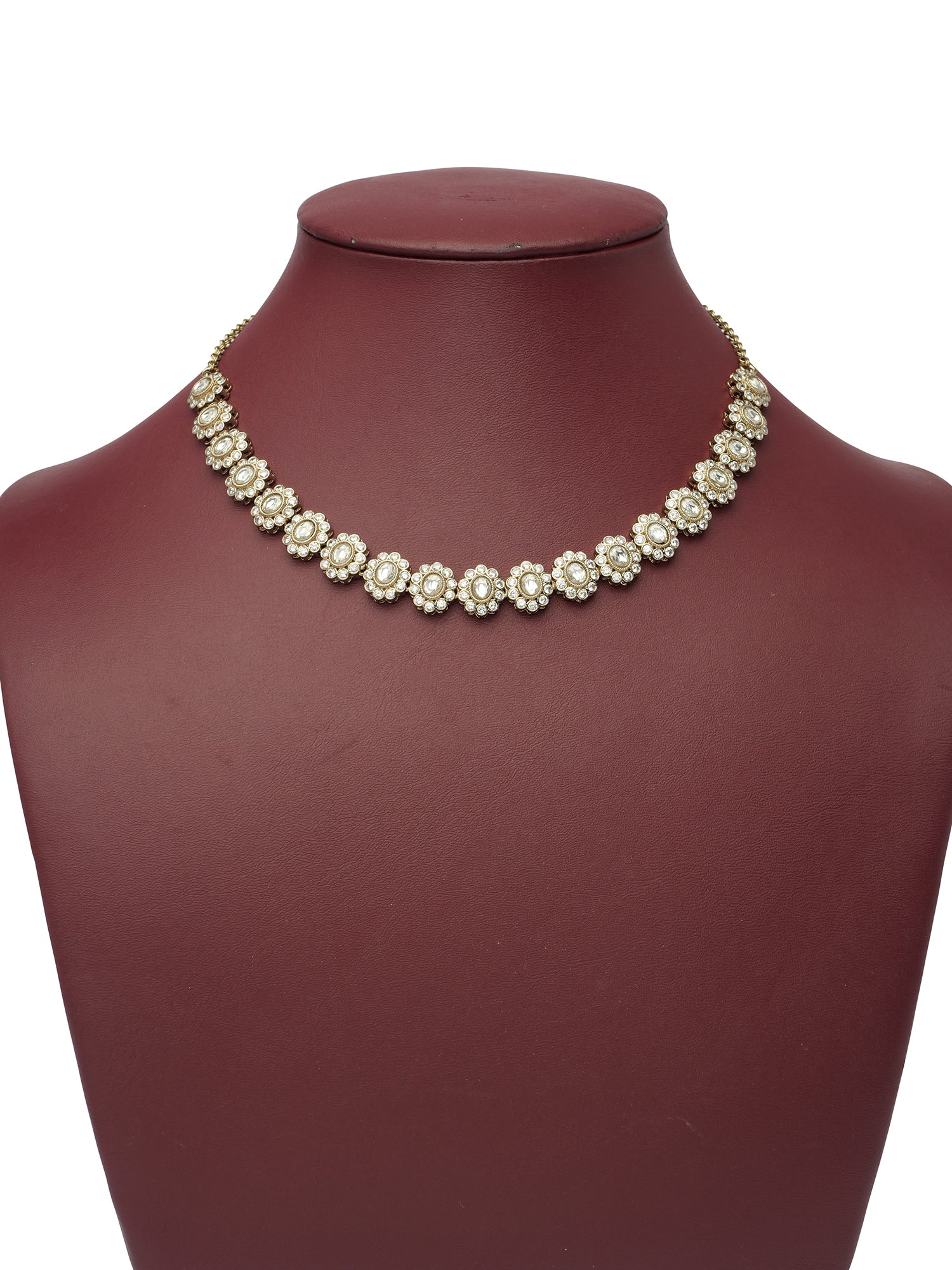 Aroshi Crystal Necklace Set in White and Antique Gold