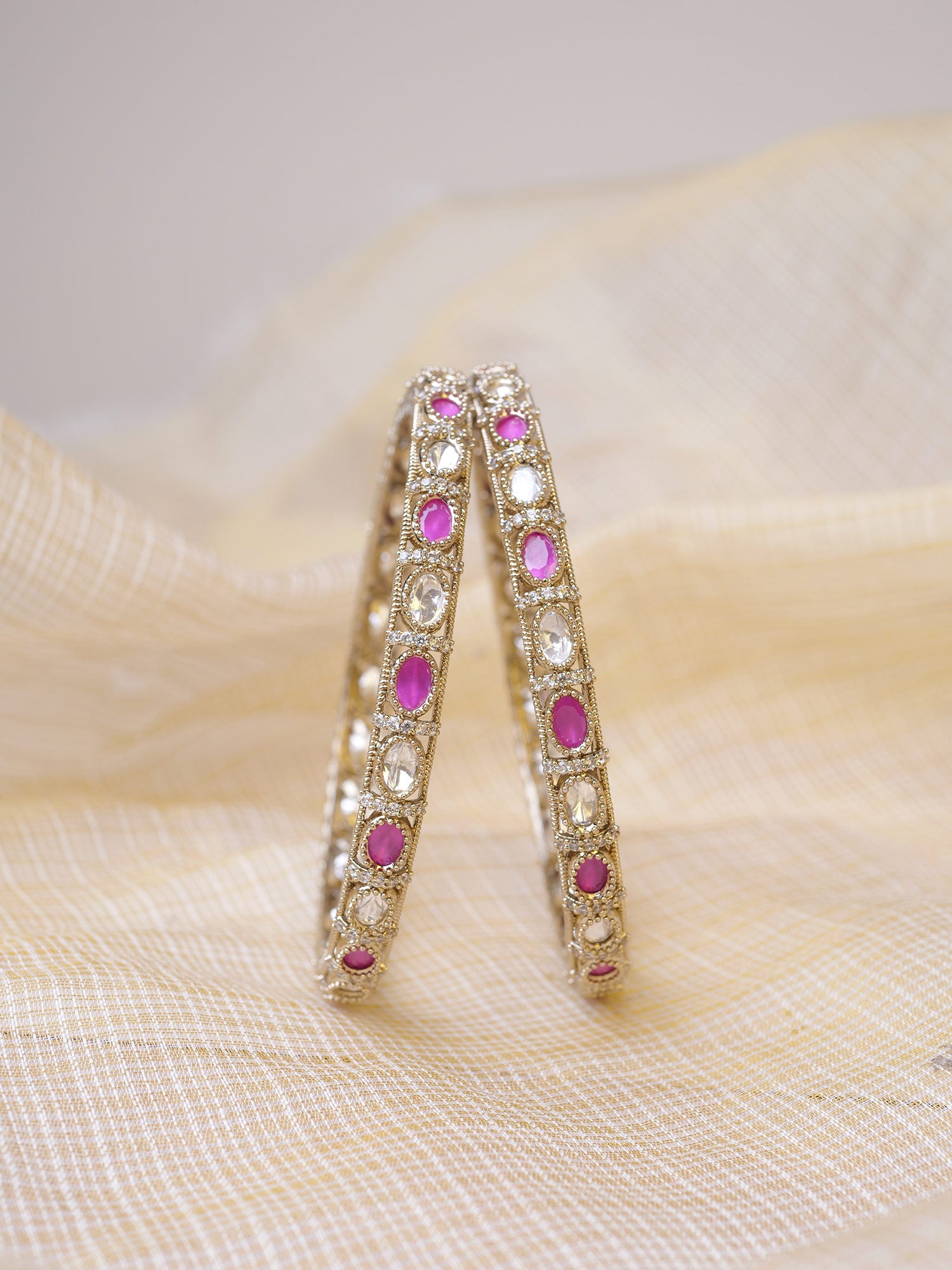 Arzina Kada Bangles in Ruby