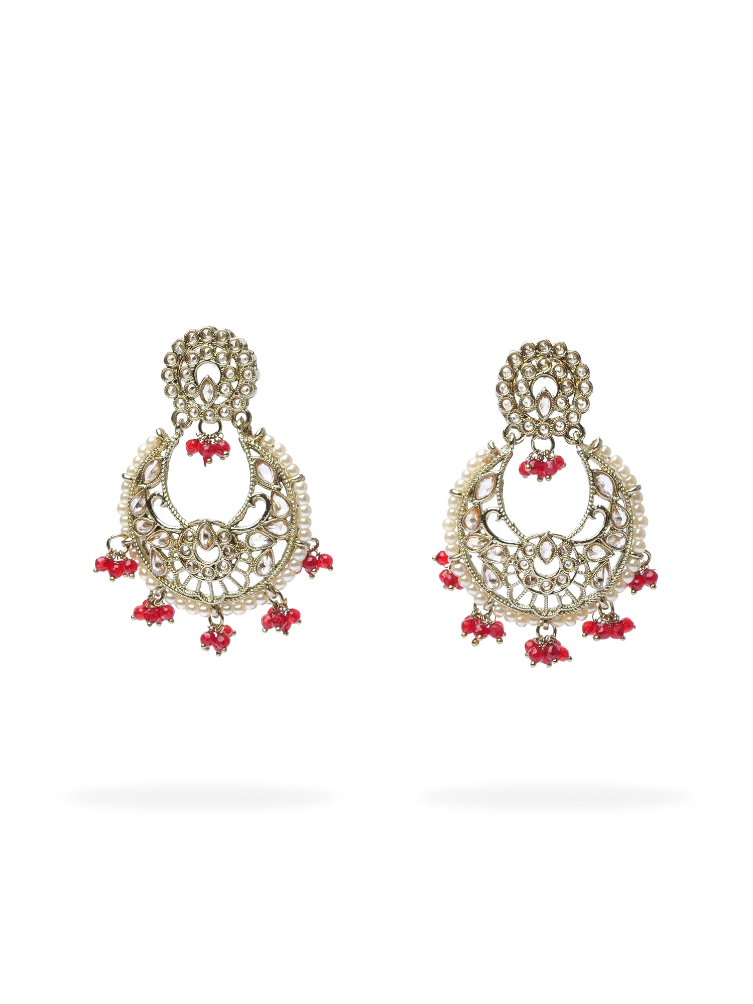 Ashmita Necklace Set in Maroon and Antique Gold