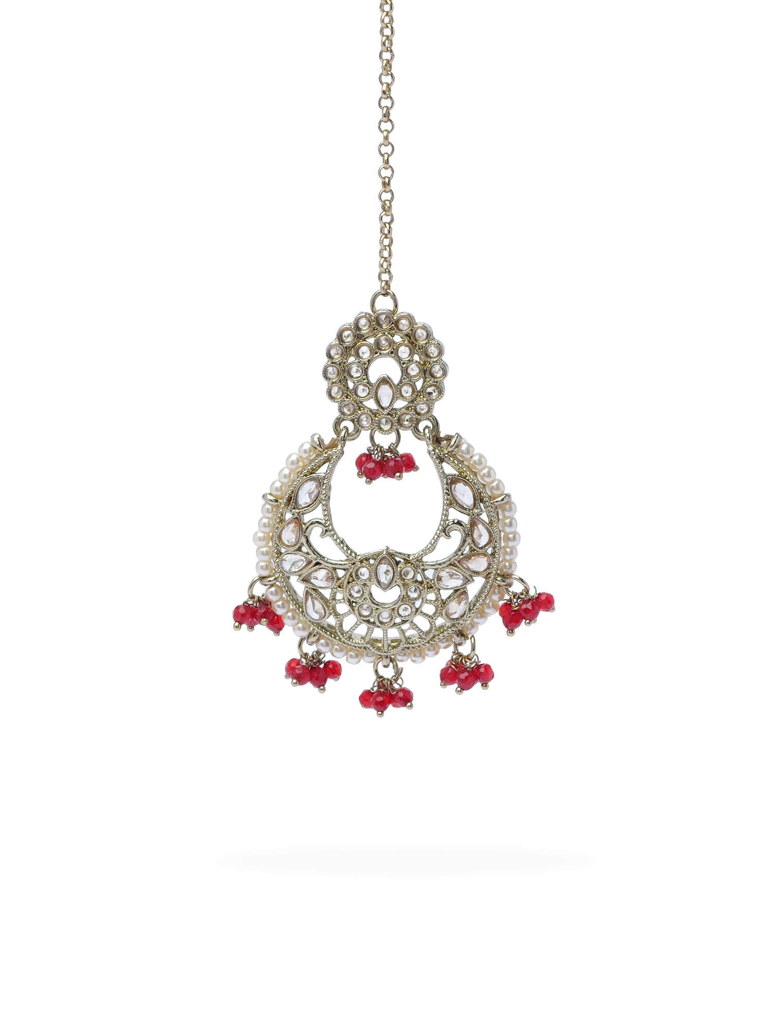 Ashmita Necklace Set in Maroon and Antique Gold