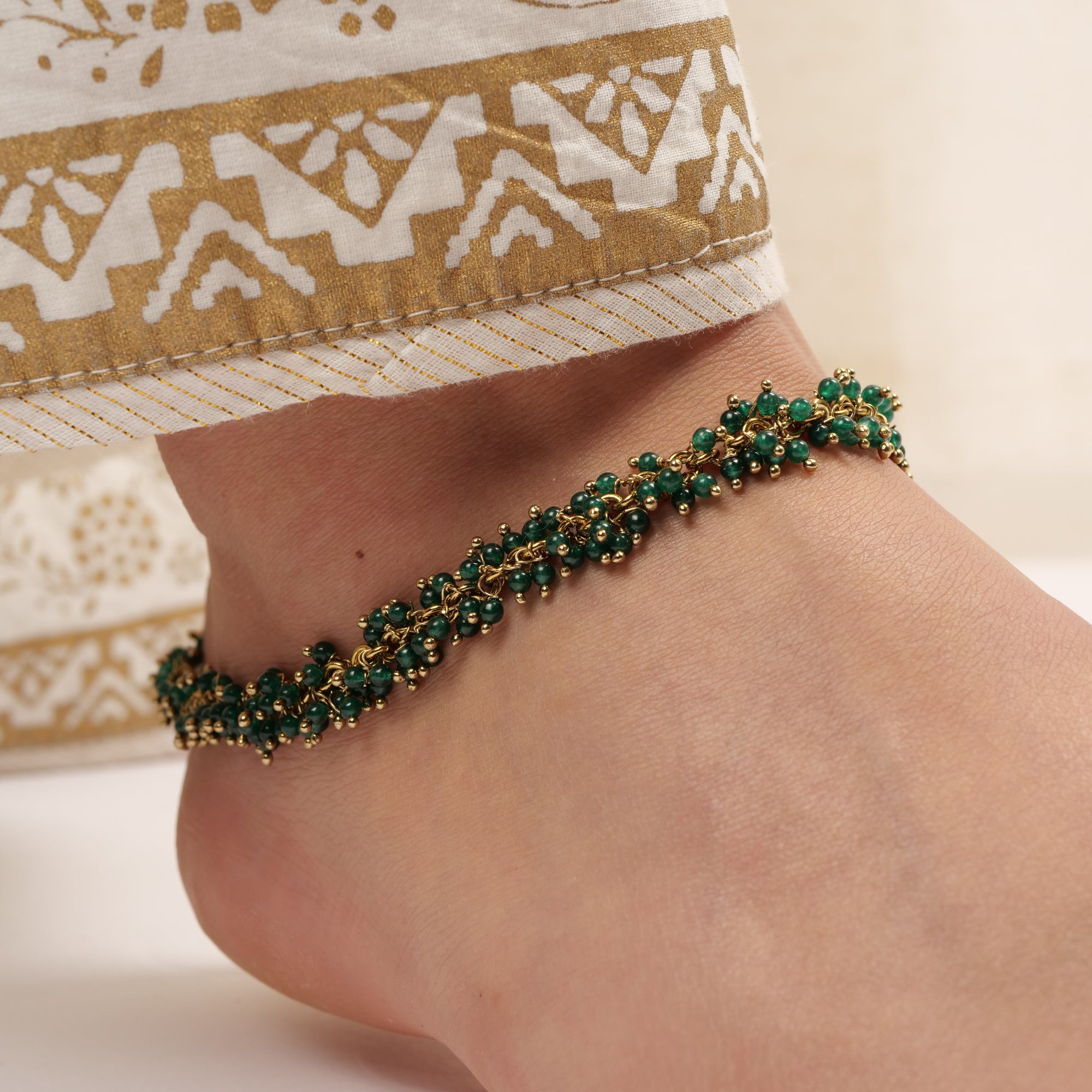 Ashoka Cluster Anklet in Green