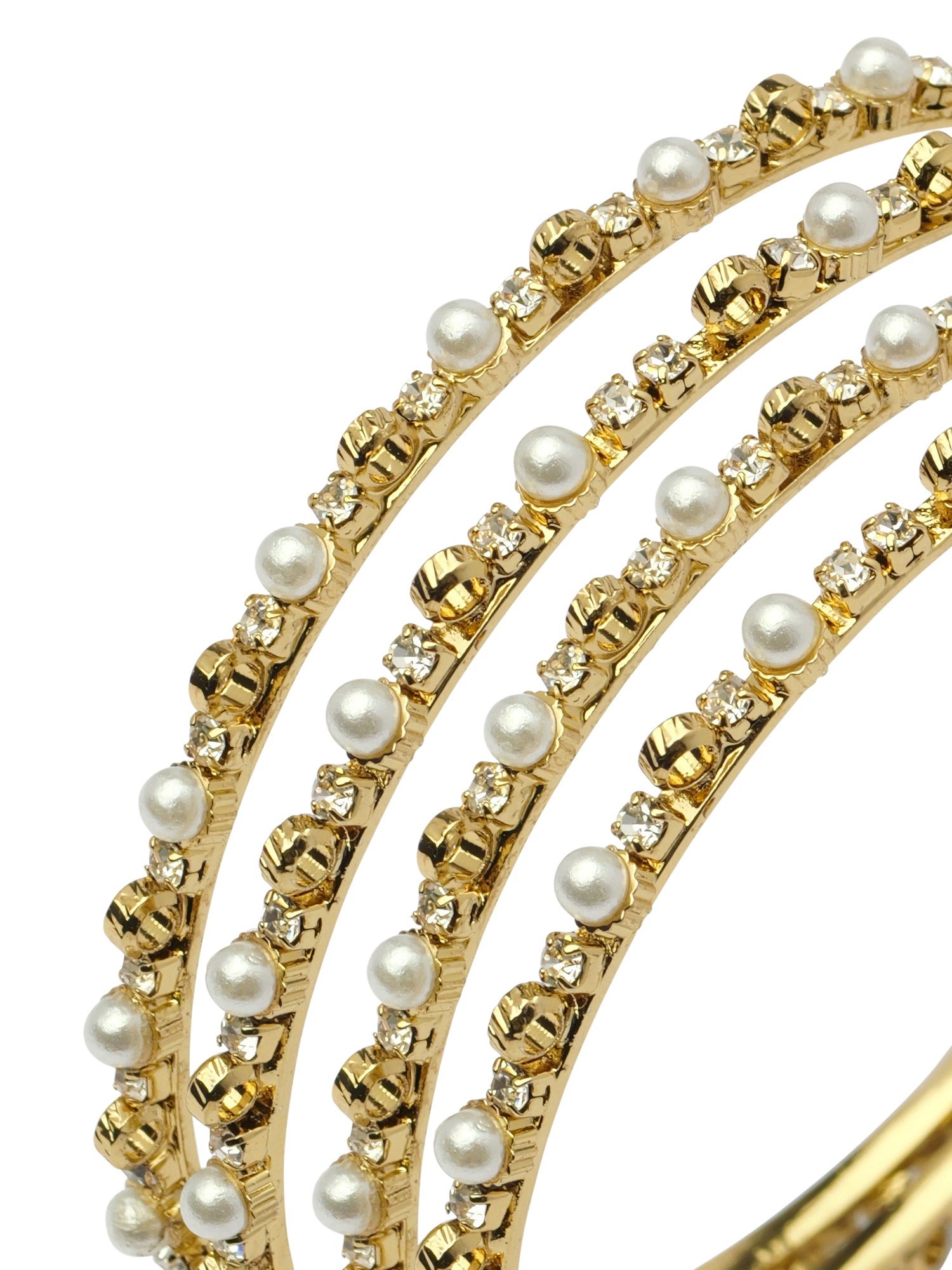 Avanti Pearl Diamante Bangles in White