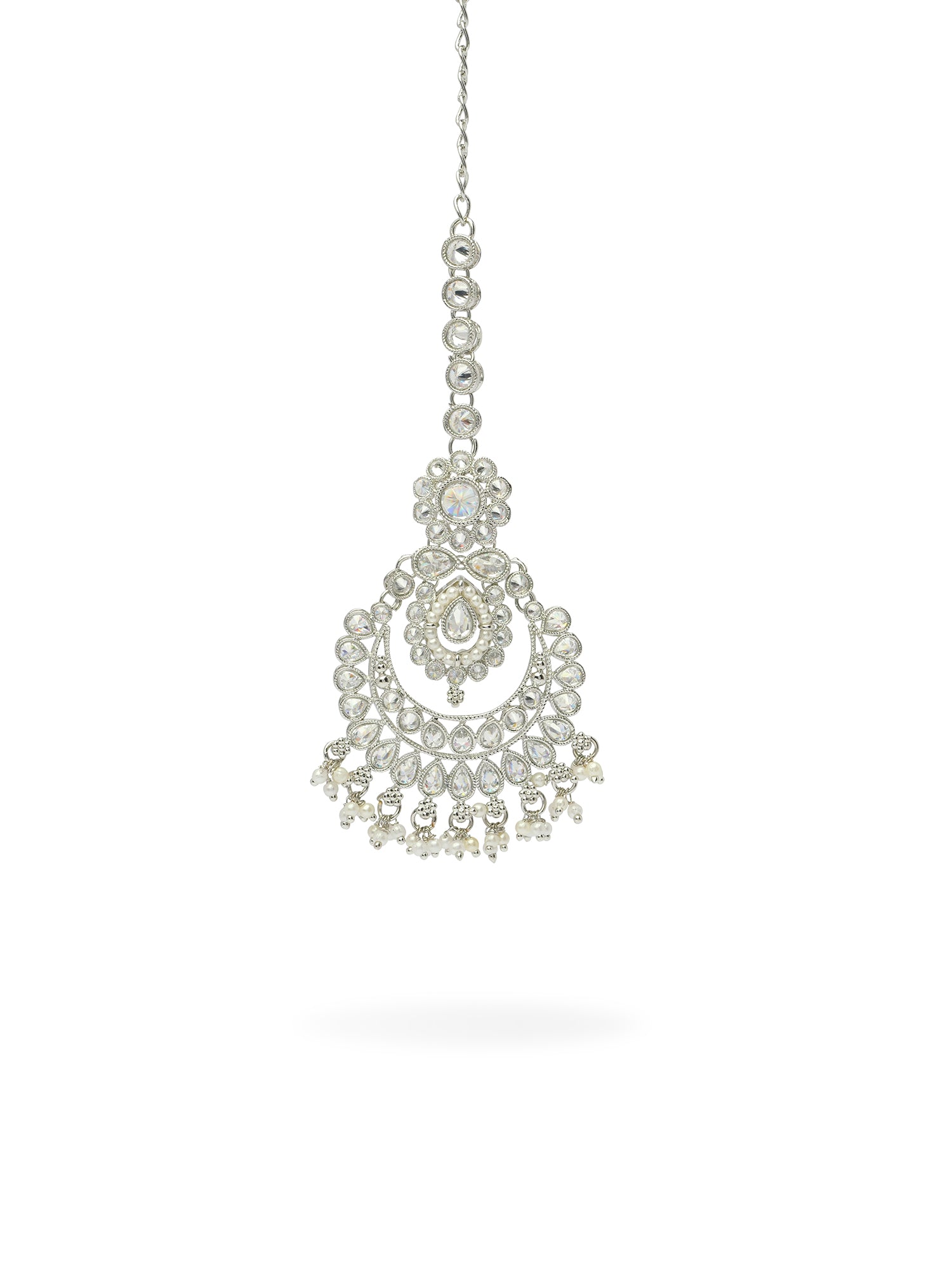 Avira Pearl Necklace Set in Rhodium